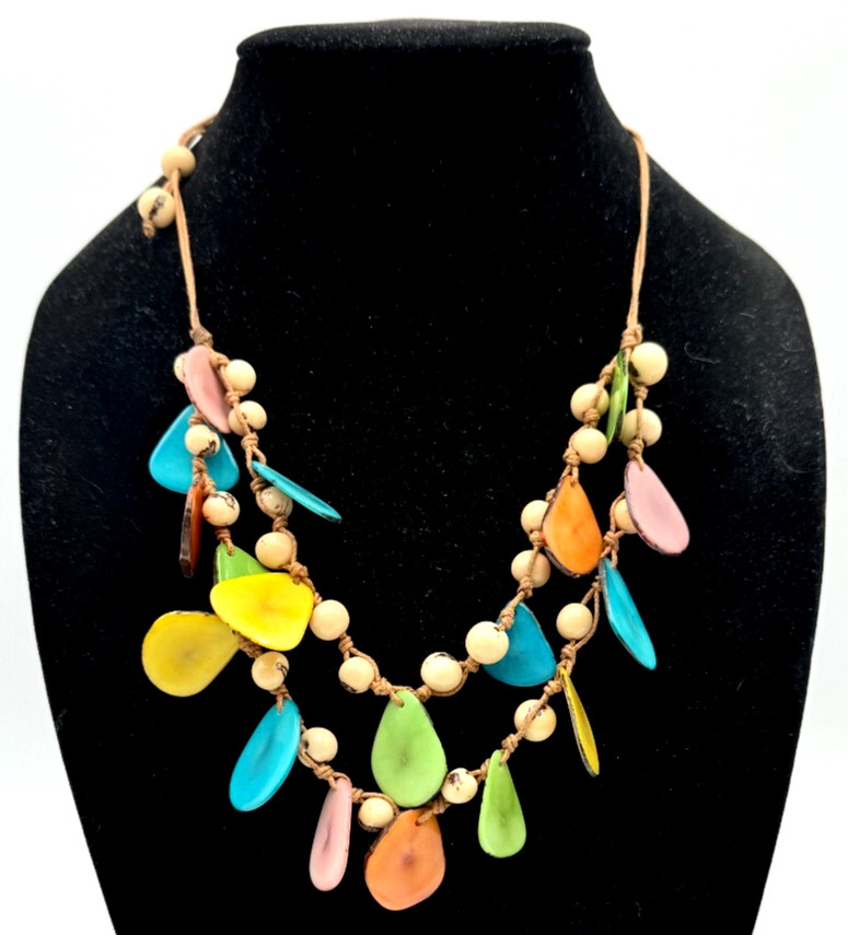Tagua by SORAYA CEDENO Agave Necklace Multi Color Artisan New