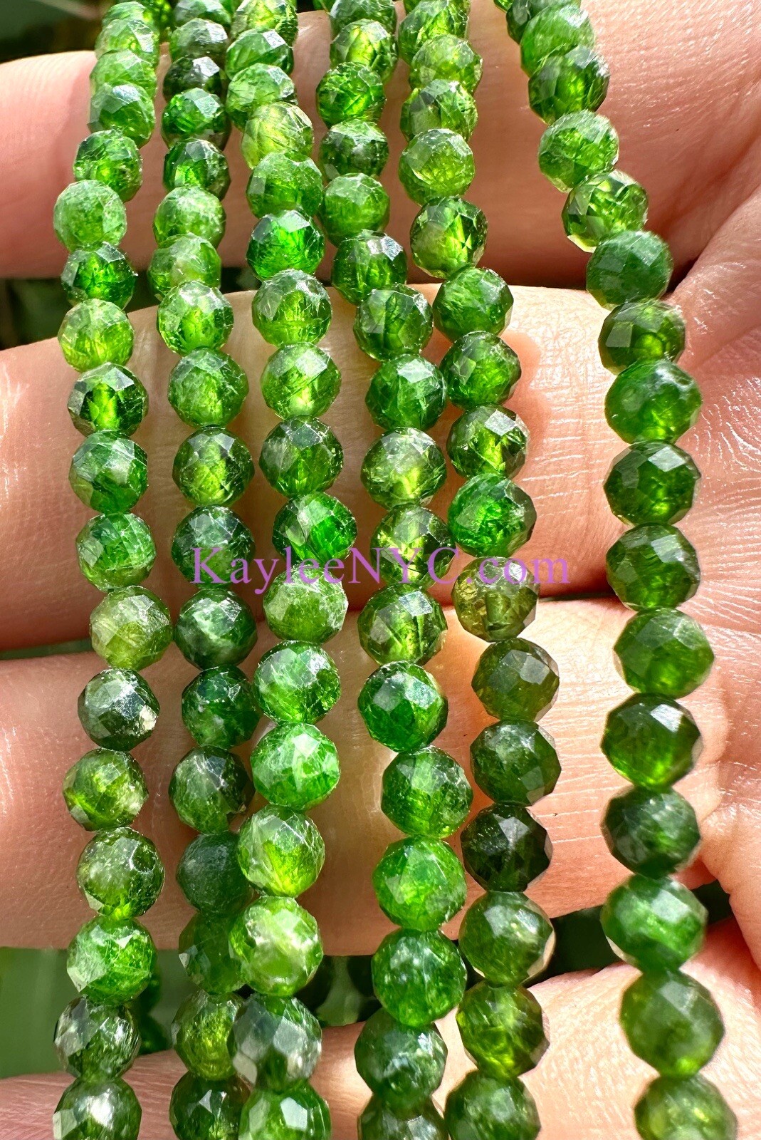 Wholesale 6 Pcs Natural Diopside 4mm Faceted 7.5” Stretch Bracelet