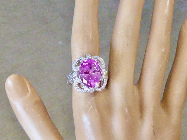 NEW QVC Diamonique Erica Courtney Size 8 Pink XO EC 925 Sterling Silver Ring