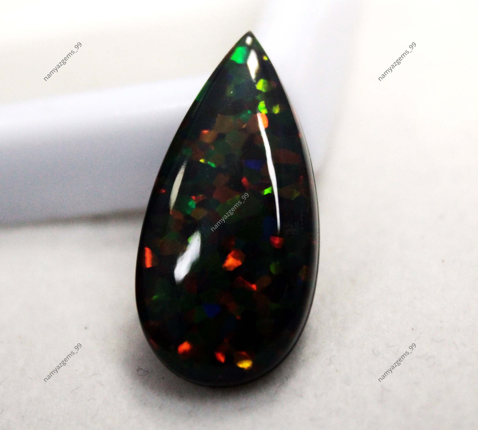 11.70 Ct Australian Natural Fire Opal Doublet Black Shine Certified Gemstone