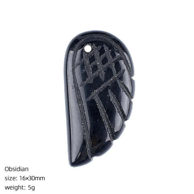 6PCS 16x30mm Angel Wing Carved Stone Pendant DIY Jewelry Necklace Making Charm