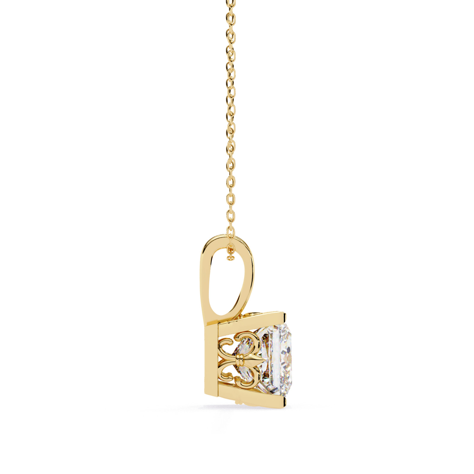 Beautiful Princess Diamond Pendant Made In 14 KT Gold Studded With Lab Created