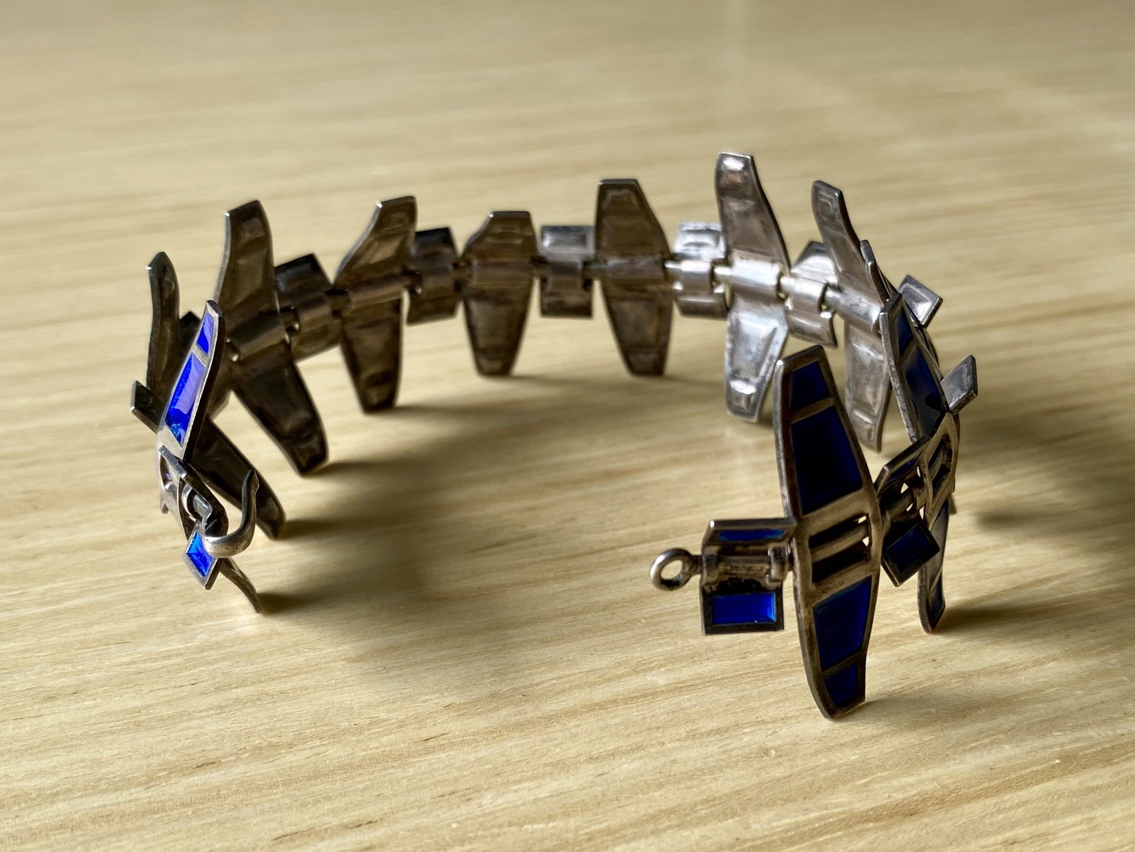 Osvais Norway Sterling Silver Enamel Bracelet MCM Scandinavian Vintage Denmark