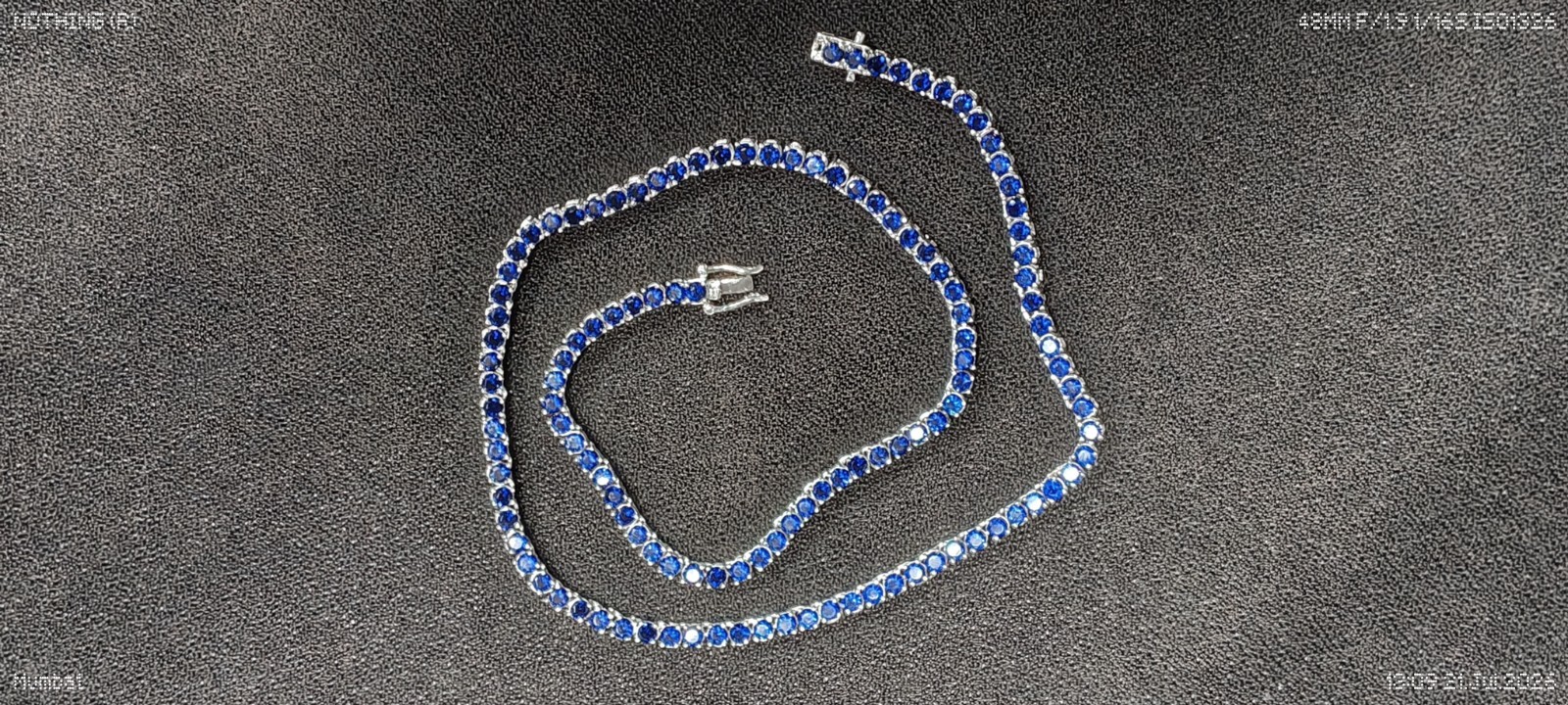 25Ct Blue Round Cut Lab-Created Diamond Tennis Necklace 14K White Gold Plated