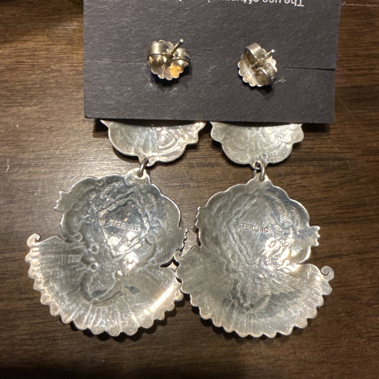 Navajo Sterling Silver Concho Dangle Earrings Stamped