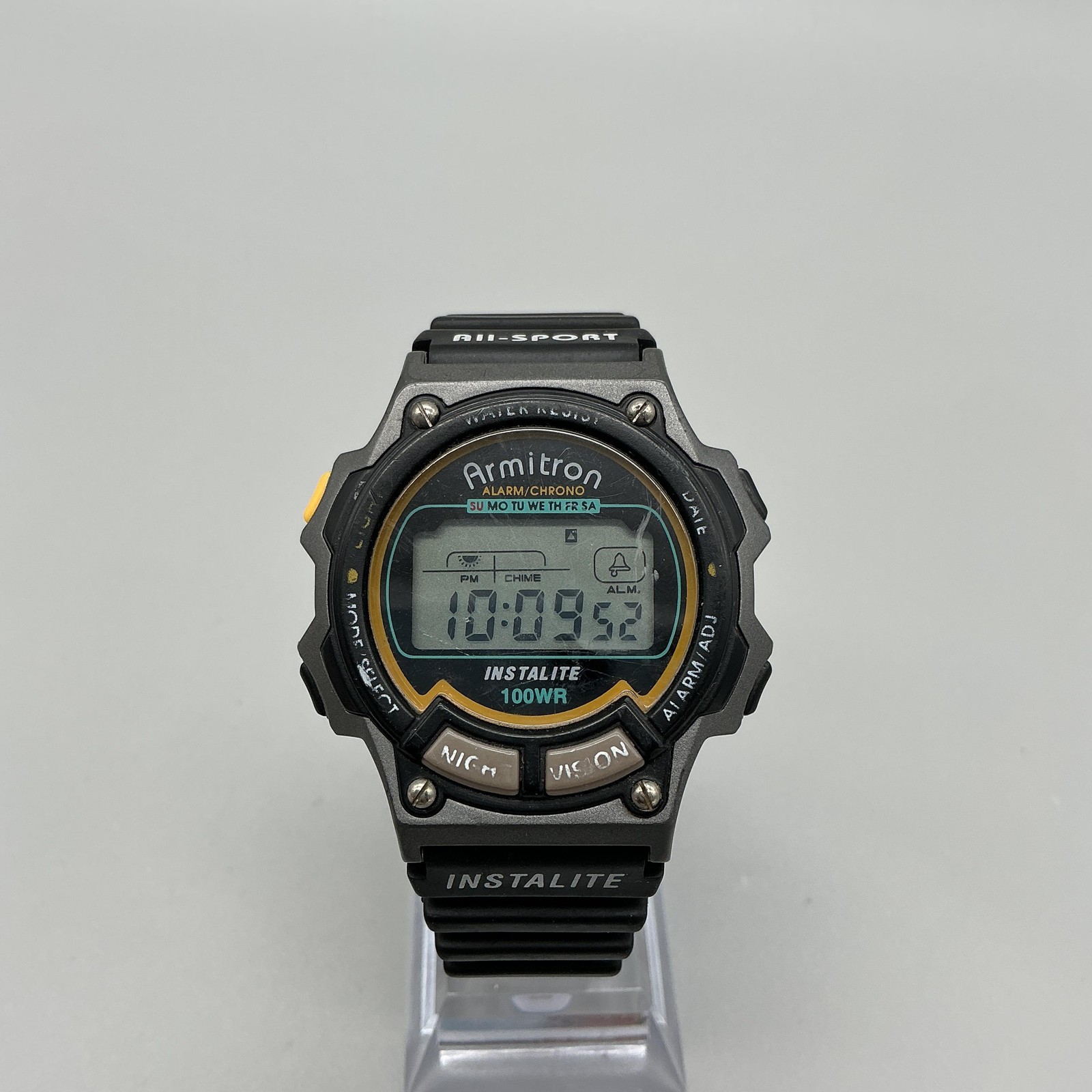 Vintage Armitron All-Sport Mens Watch 40mm Digital Black Instalite New Battery