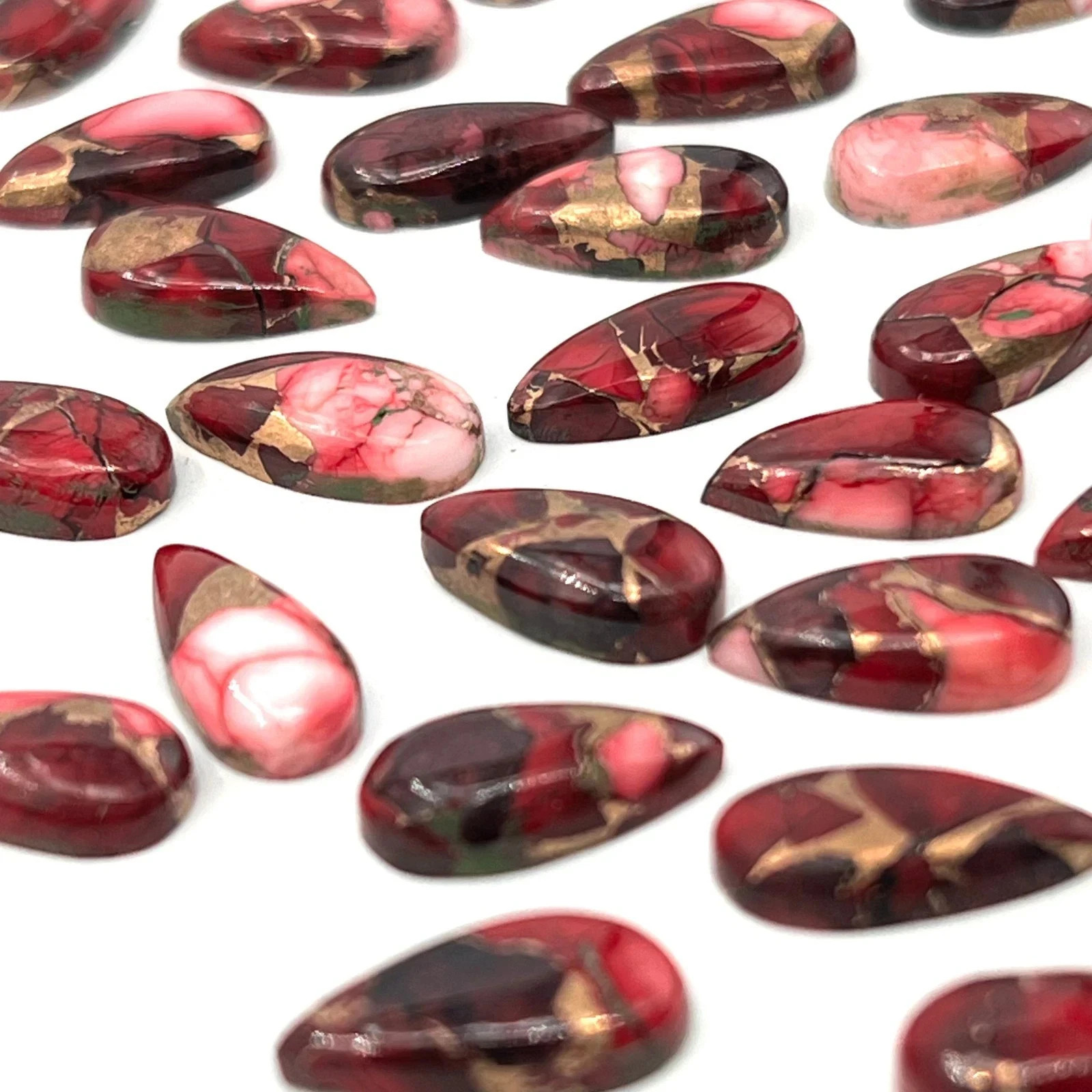 AAA+Red Rose Buffalo Turquoise Cabochon Long Pear Loose Gemstone Jewelry Making
