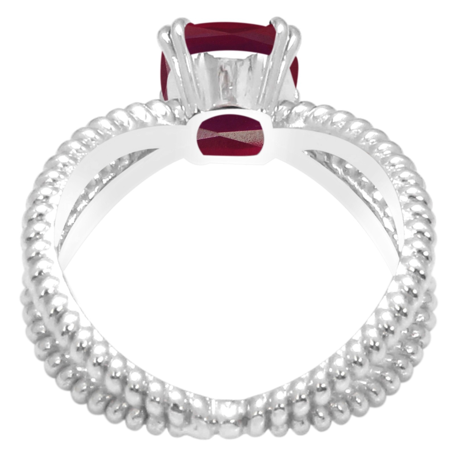 925 Sterling Silver 2.00Cts. Cushion Shape Natural Red Ruby Ring – Tariffs Free