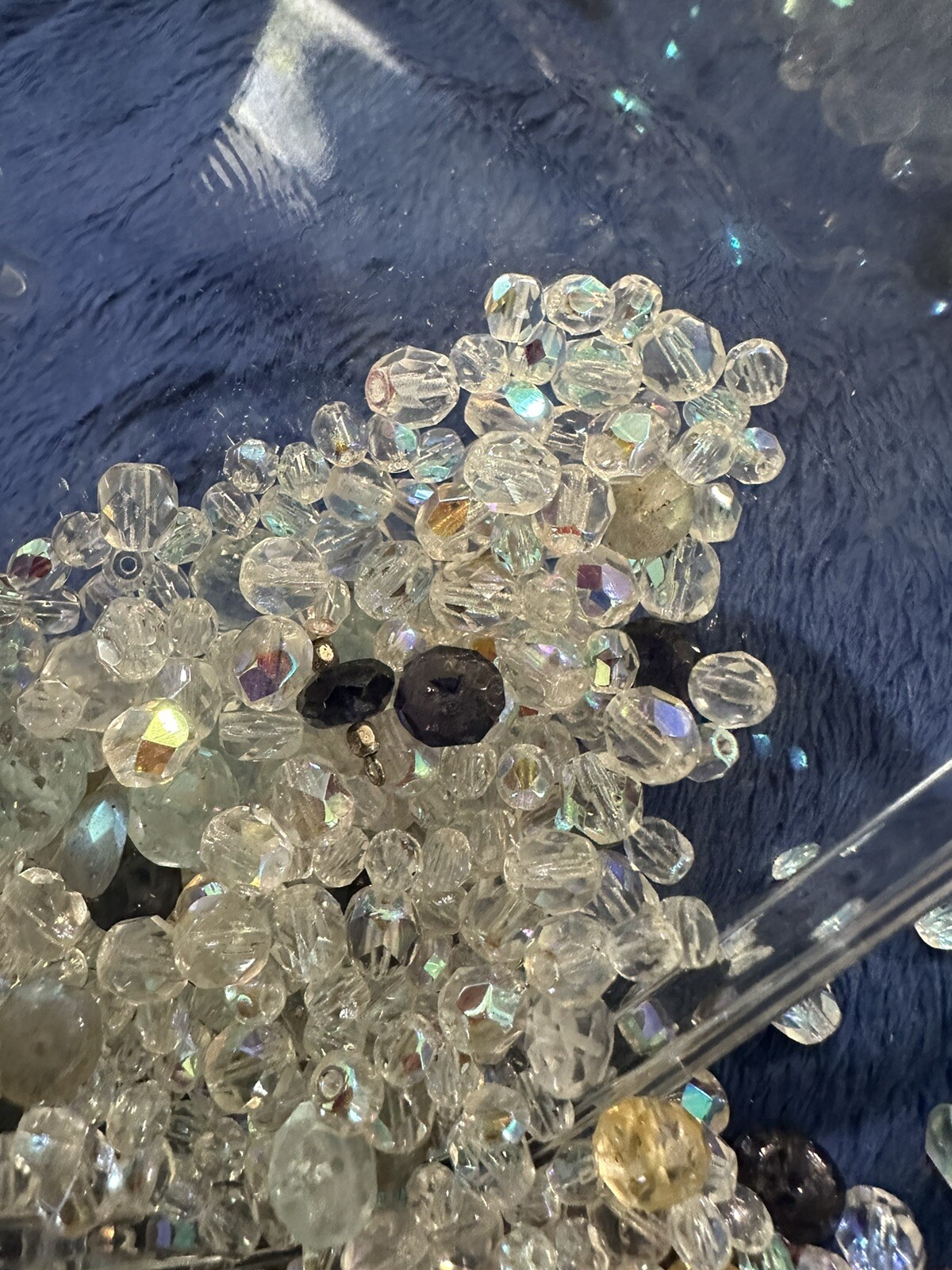 Swarovski AB,sapphire And Citrine Bead Lot. 4-7mm. 114g