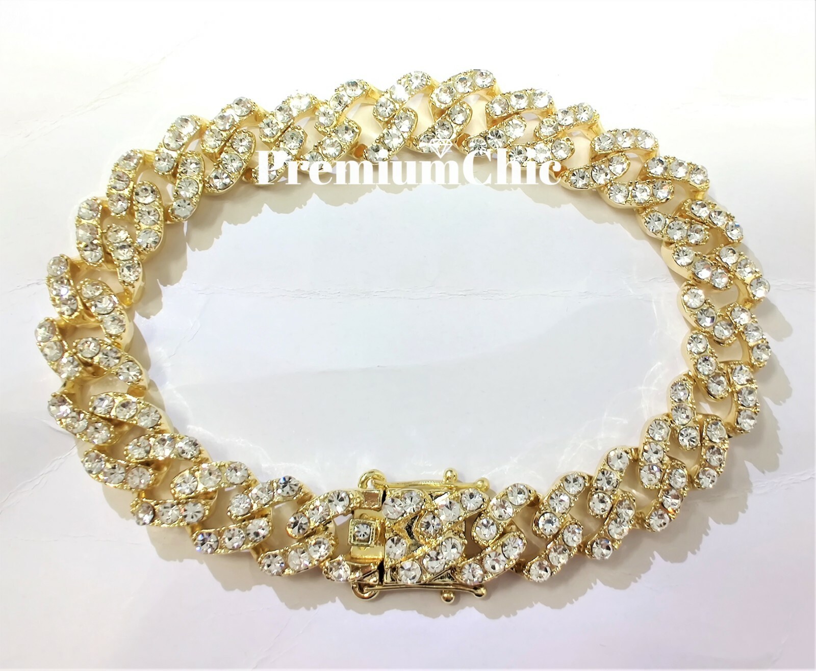 Mens Miami Cuban Link Bracelet FULLY ICED Hip Hop Gold Plated CZ Jewelry