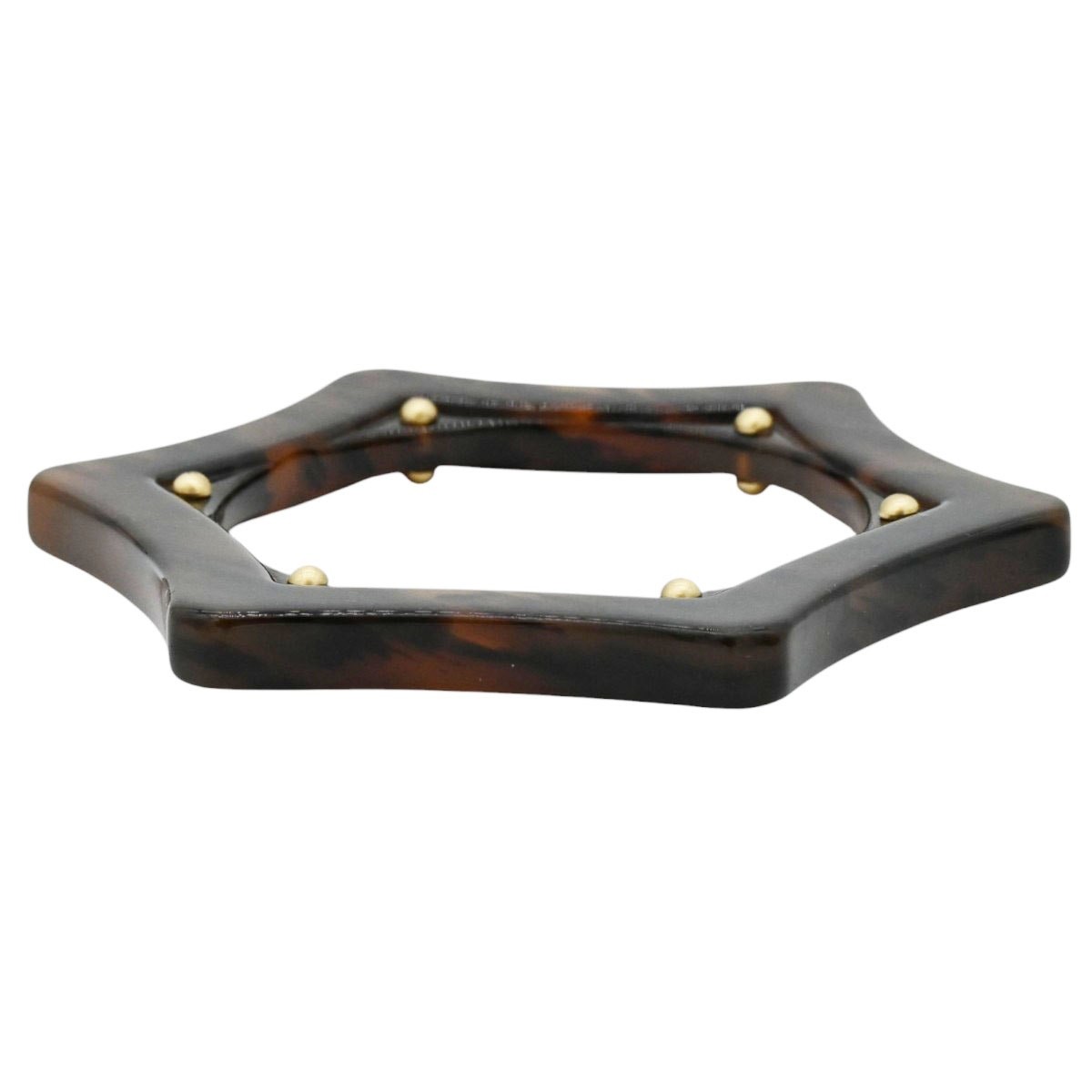 Lanvin Tortoise Shell Resin Studded Hexagonal Six Pointed Star Bangle