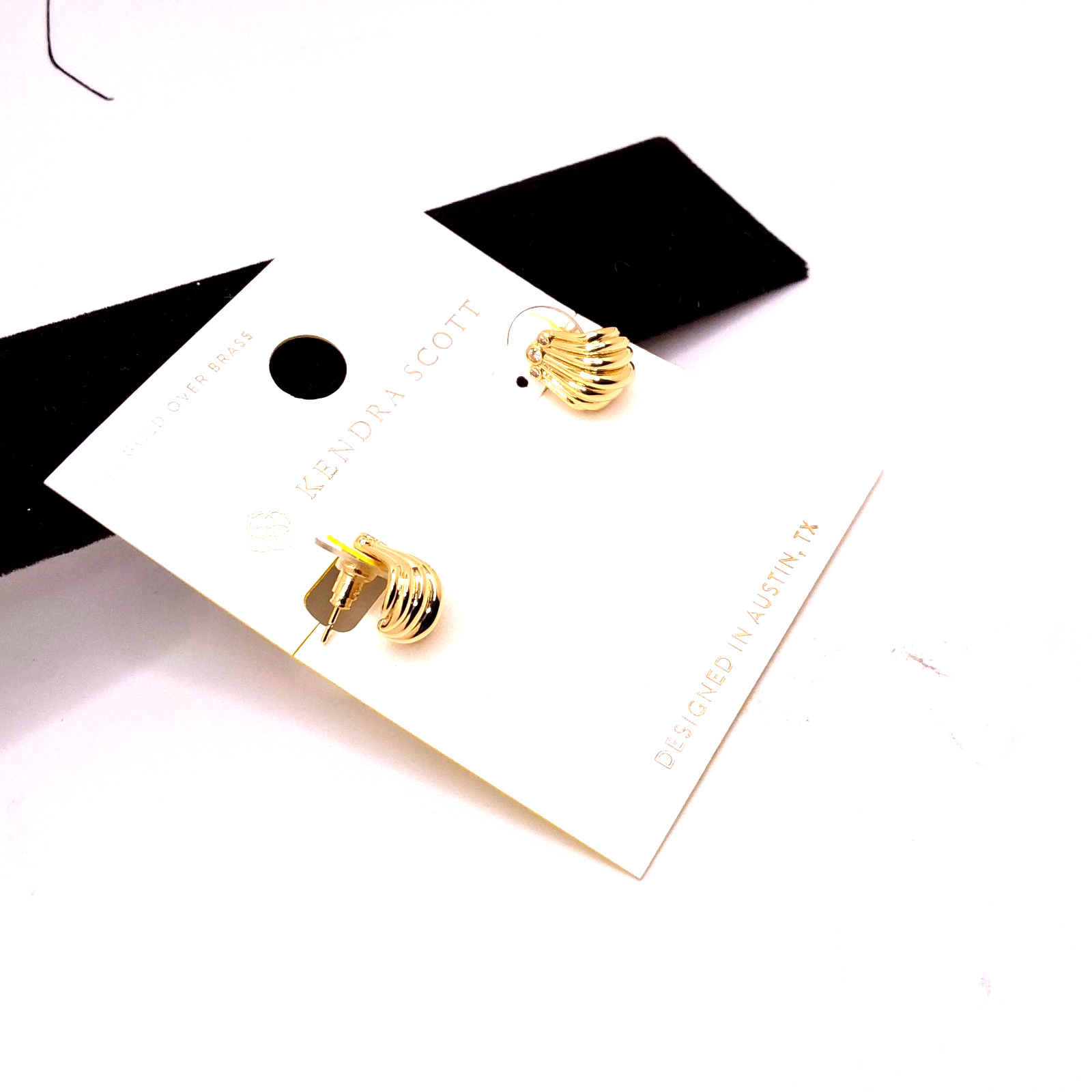 Kendra Scott Isla 14k Over Brass Sculptural Ribbed Fluted Wave Huggie Earrings