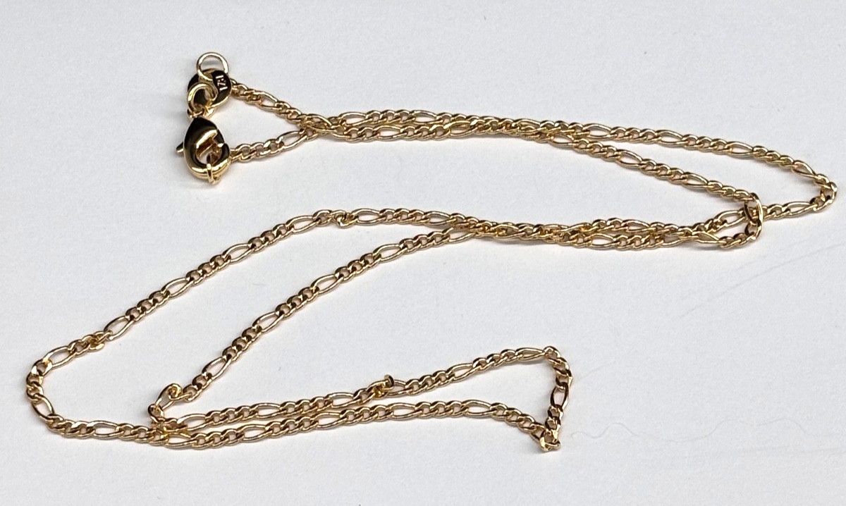 18 kt Yellow Gold Filled Figaro Link Chain 18″ 1mm Width Large Clasp