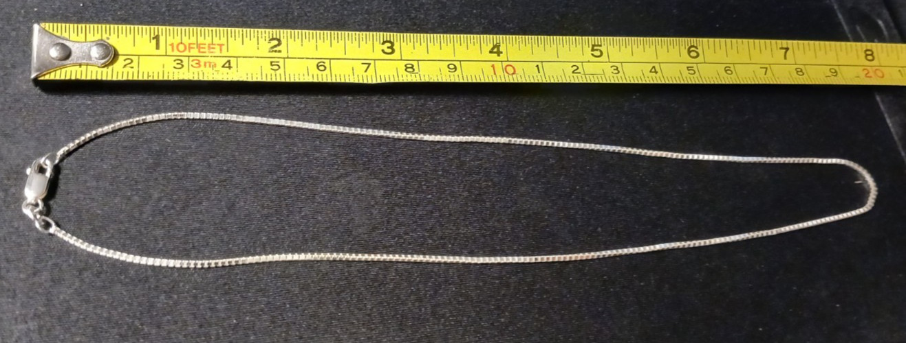 16″ 925 Sterling Silver 1.25mm Box Link Chain Necklace w/Lobster Closure and Box