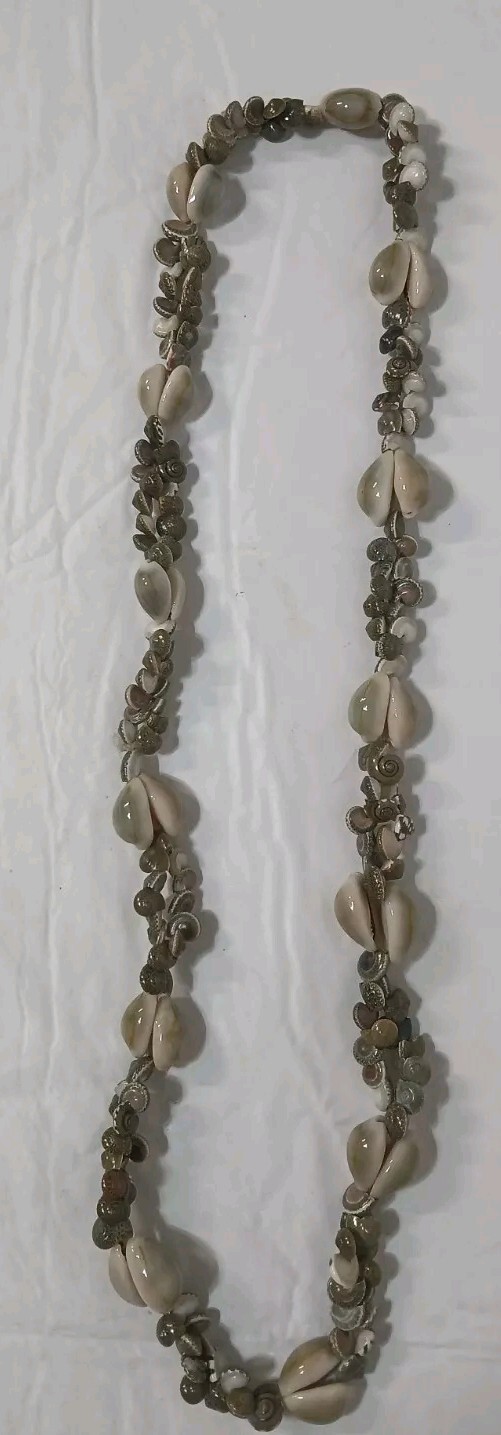 Long Mixed Natural Sea Shell Nautical Ocean Necklace 16” Multi-colored Various