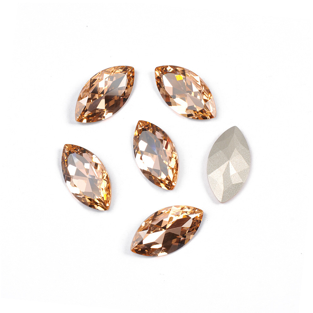 4227 Light Peach Navette K9 Glass Crystal loose Sew on Rhinestone 17x32mm 1pcs