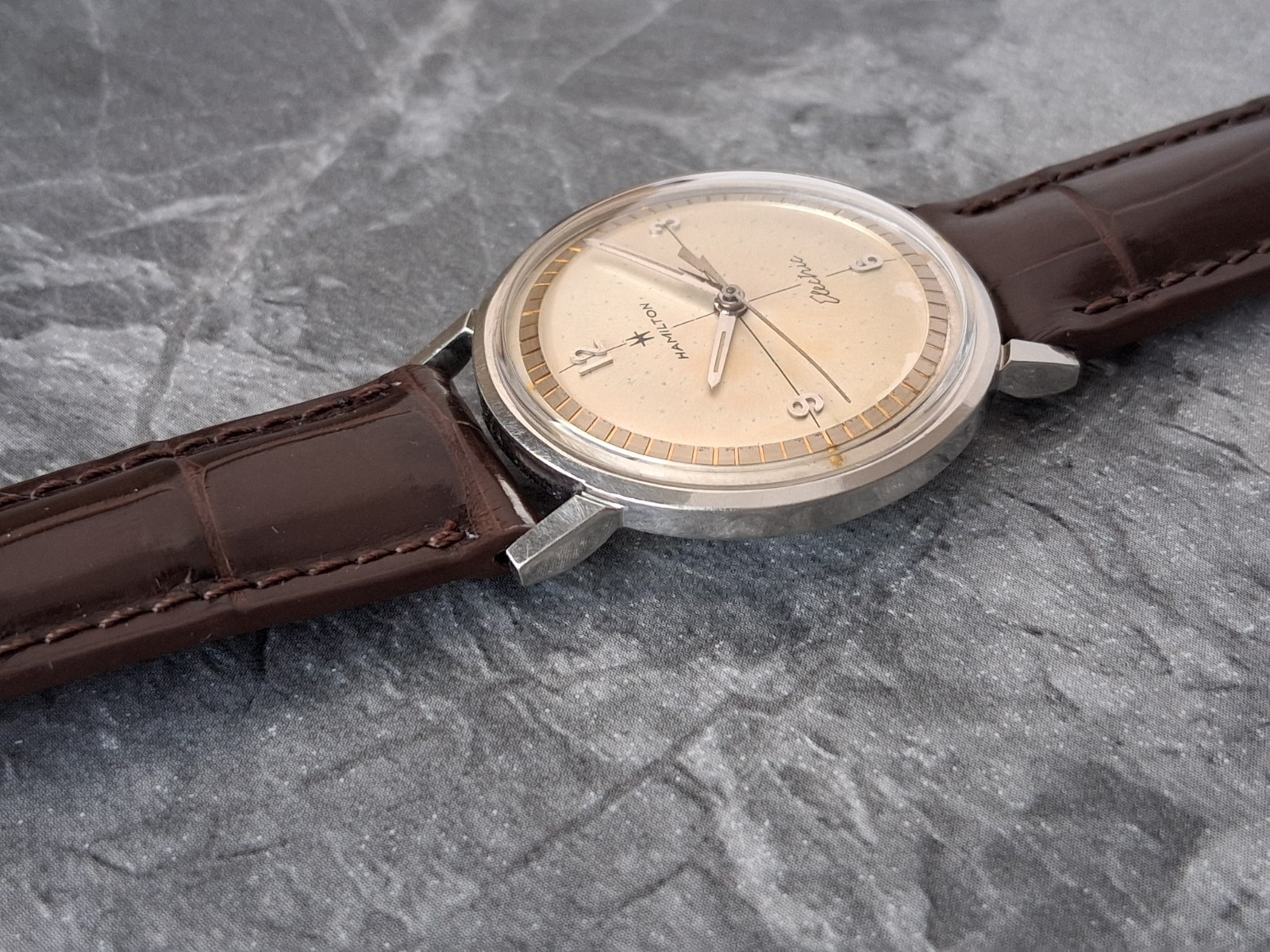Serviced 1964 Hamilton Electric Nautilus 503 Men’s Vintage Watch New Crocodile