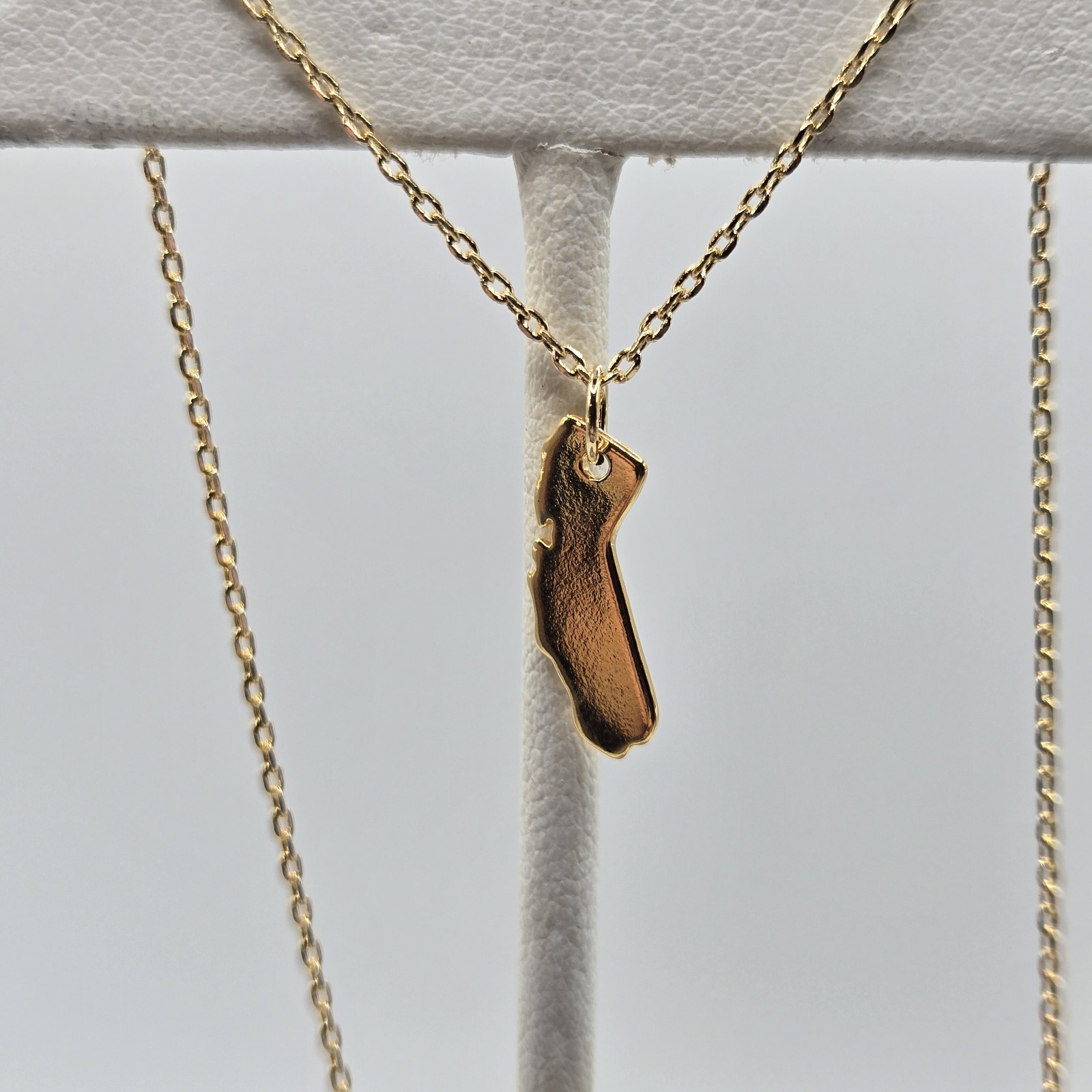 Gold Dainty Chain California State Charm Necklace 16K Gold Plated Boutique Brand