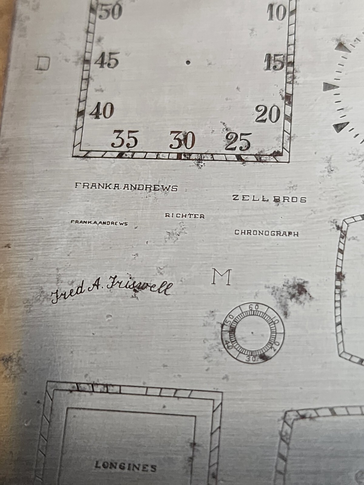 Vintage Multi Dial Printing Plate Hamilton Jules Jurgensen Latham Longines U172