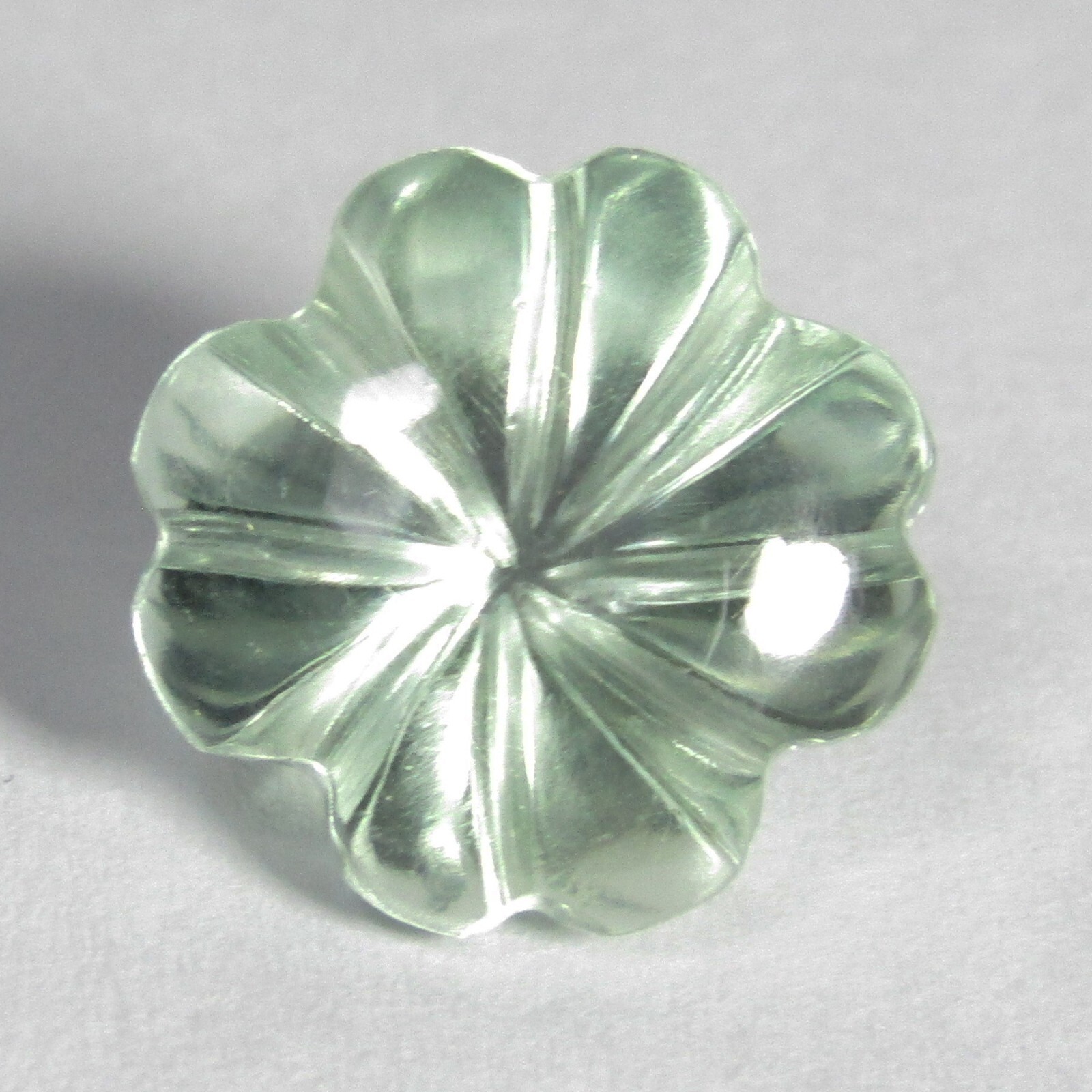 7.71Cts Fabulous Natural Green Amethyst(Prasiolite) Flower Carving Gemstone