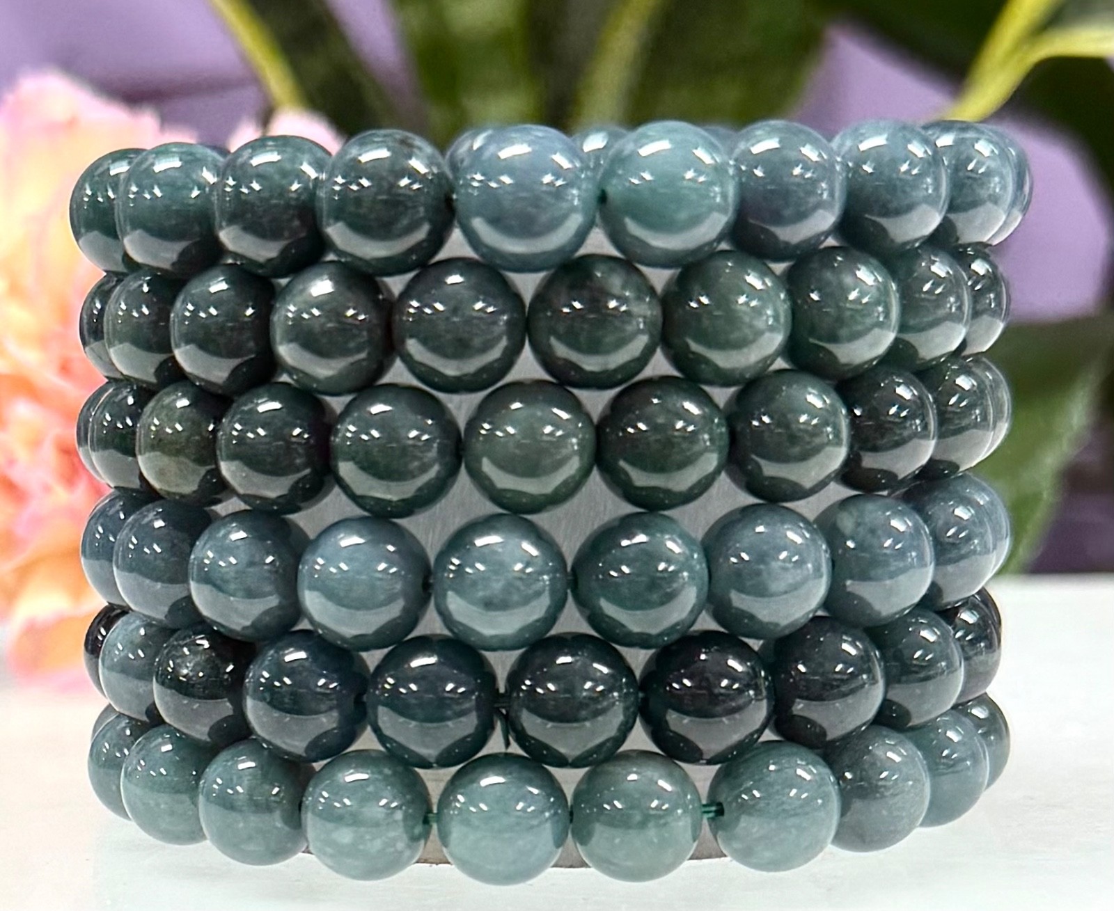 Wholesale 6 Pcs 9.5-10mm Jade Jadeite natural crystal Stretch Bracelet 8”