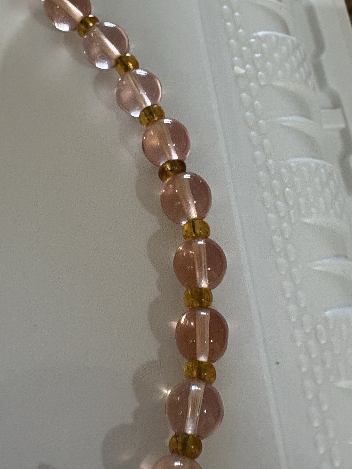 Vintage Italian Venitian Flower Necklace Pink Color