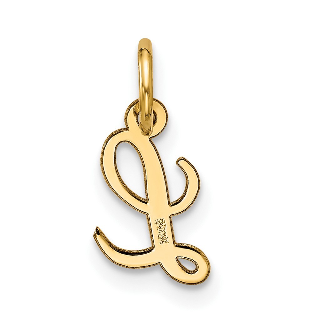 10k Yellow Gold Small Script Initial L Charm Pendant 0.18gm L-17.95mm, W-6.4mm