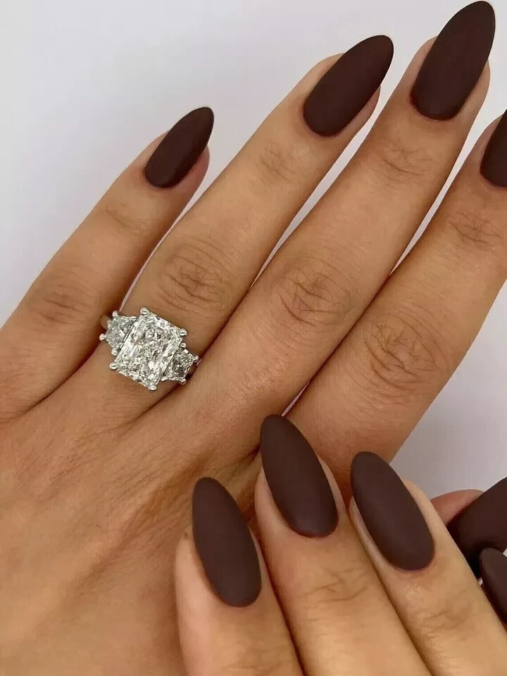 4Ct Radiant Lab Created Diamond Solitaire Engagement Ring 14K White Gold Finish