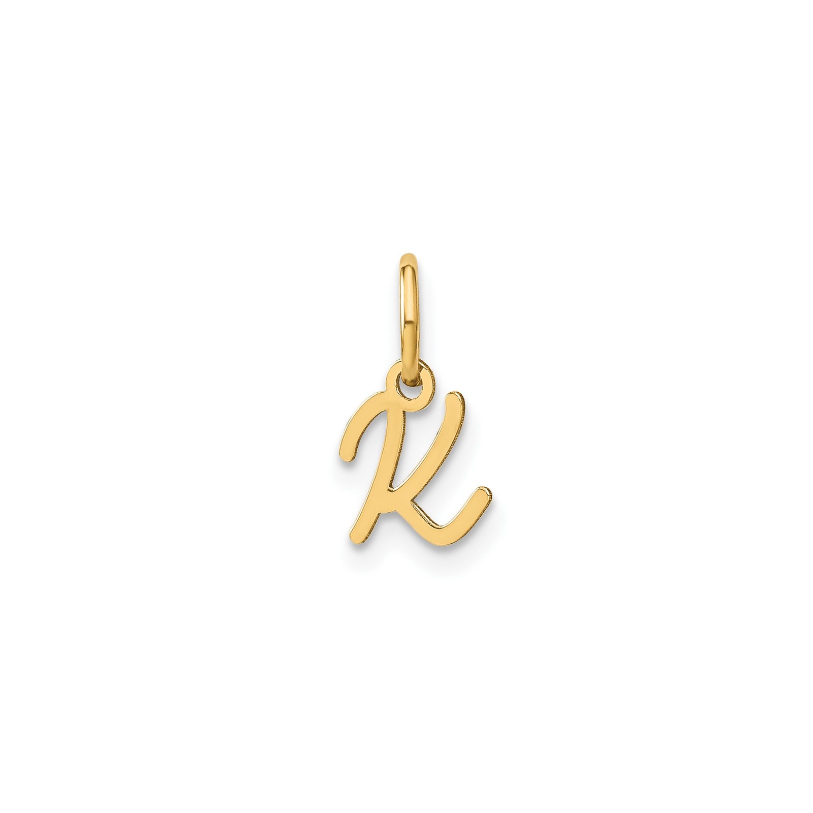 14k Yellow Gold Initial K Script Letter Pendant Charm Monogram Jewelry
