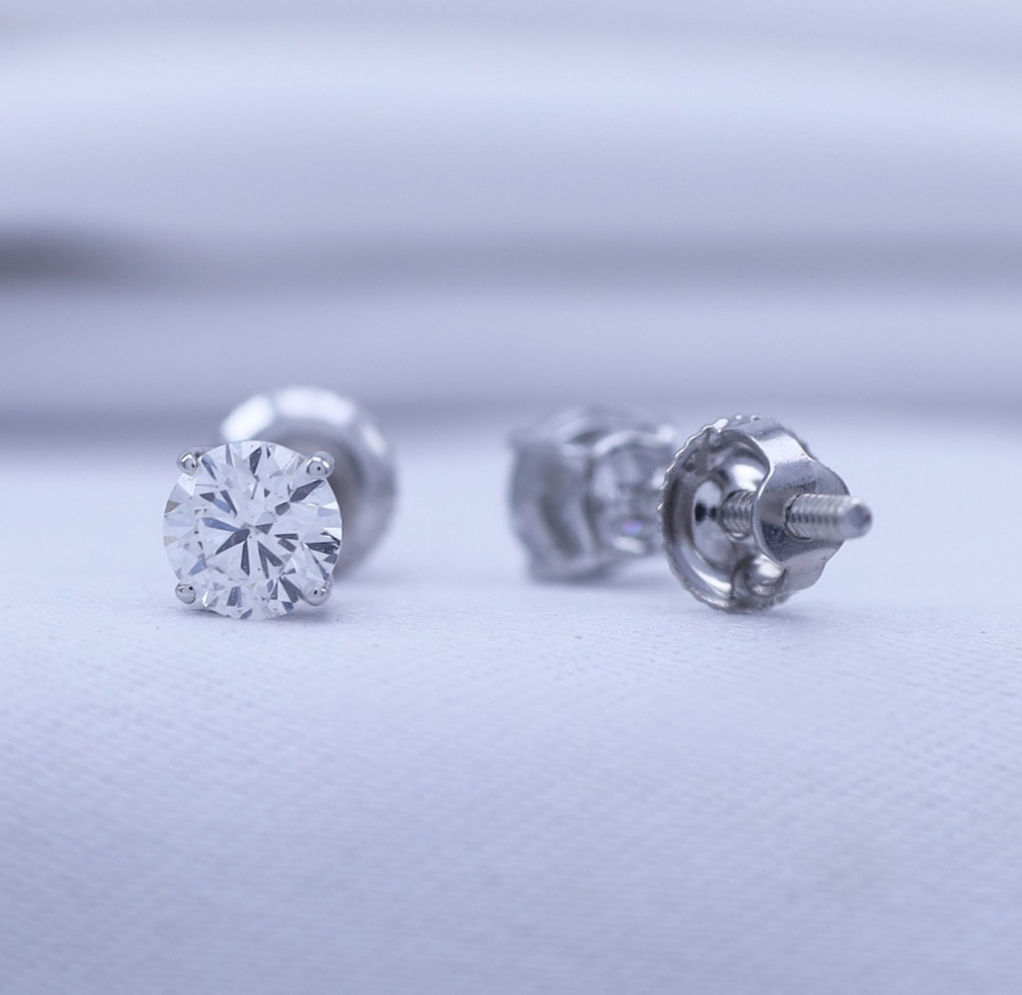 1/2 – 2.00 Ct Diamond Screw Back Studs 14k Gold Earrings Lab Grown (GH/VS2-SI1)