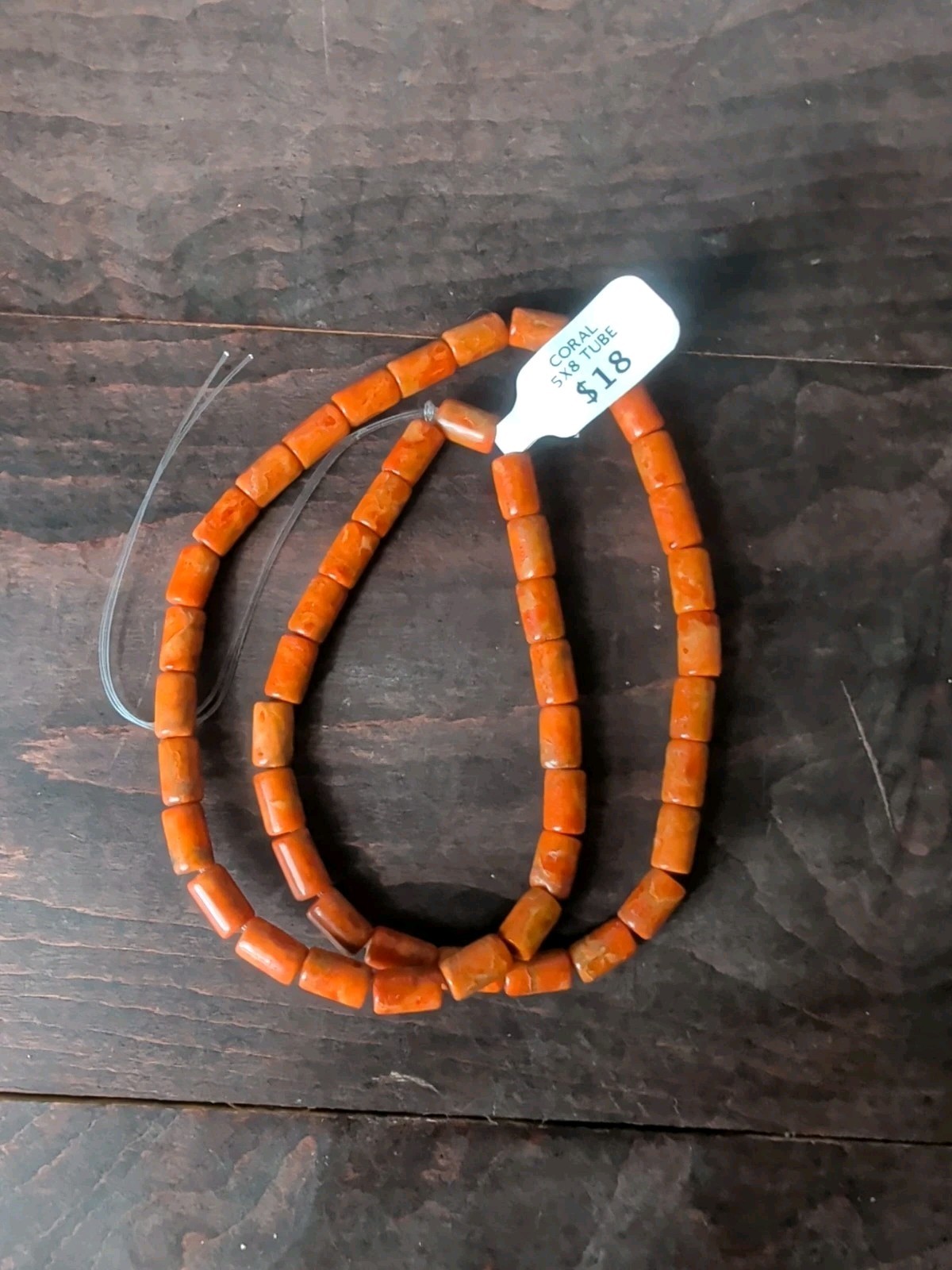114 G Orange Coral Barrel Bead Sm-Lrg Loose Bead Jewelry Making $68 Retail