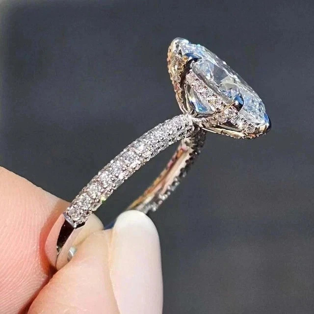 2.50Ct Oval Cut Lab-Created Diamond Hidden Halo Ring In 14k White Gold Plated