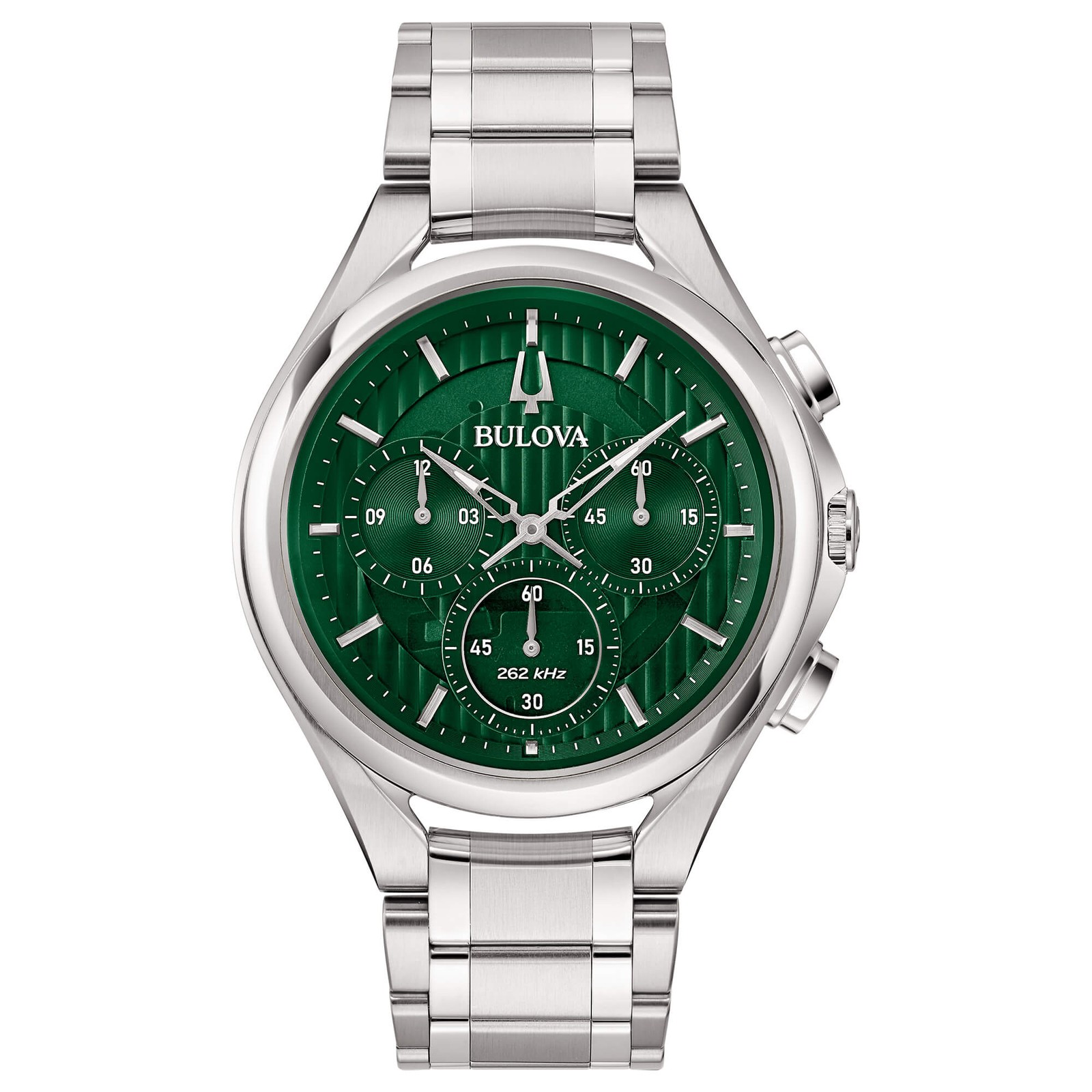 Bulova Silver Mens Chronograph Watch Curv 96A297