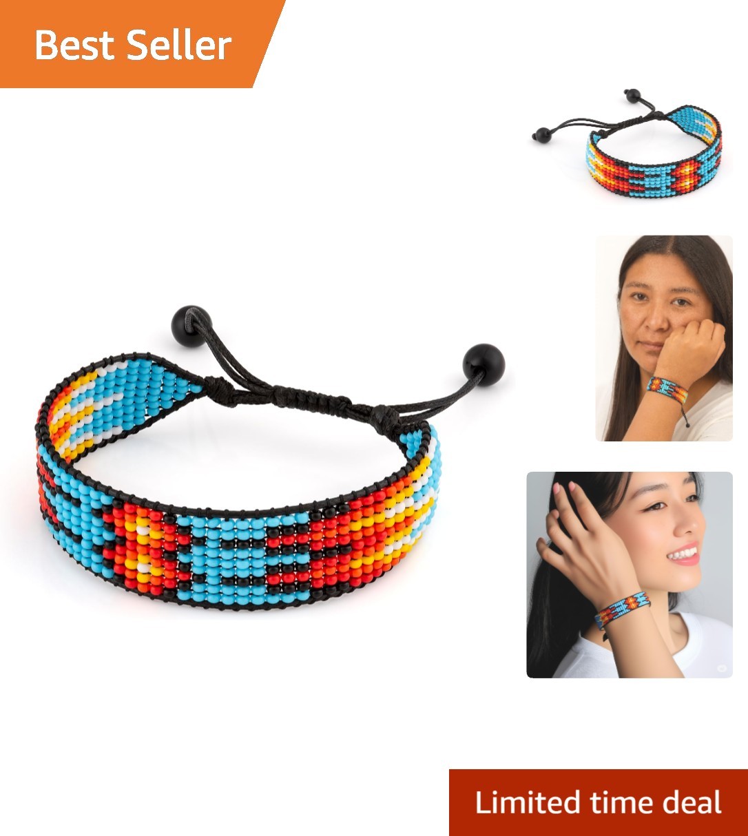 Tribal Pattern Beaded Bracelet – Adjustable Handmade Jewelry for Every Occasion