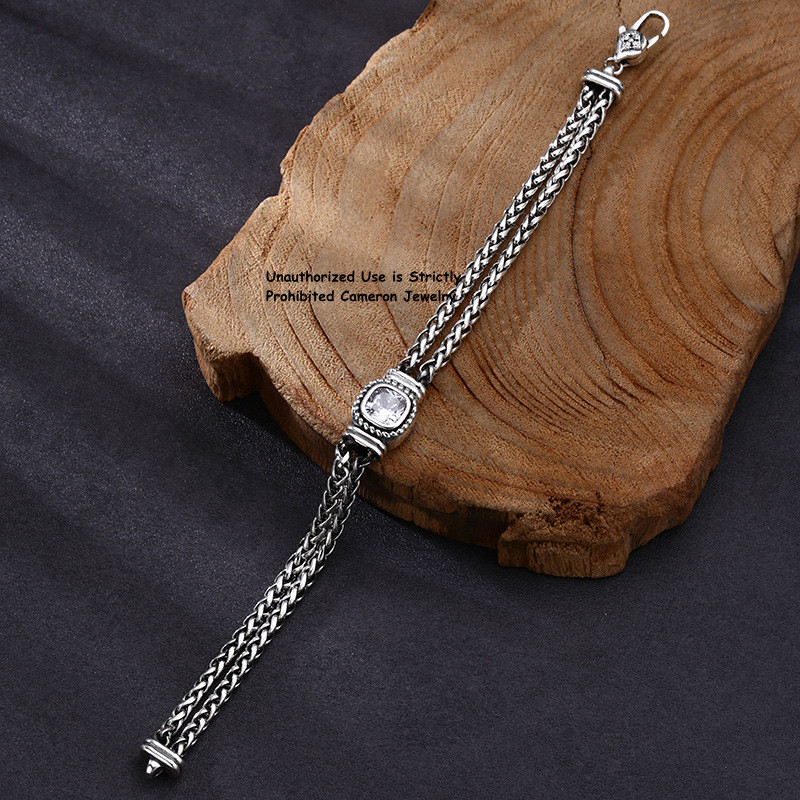 Solid S925 Sterling Silver Chain Square 5mm Wheat Link Bracelet 7.1-7.9inchL