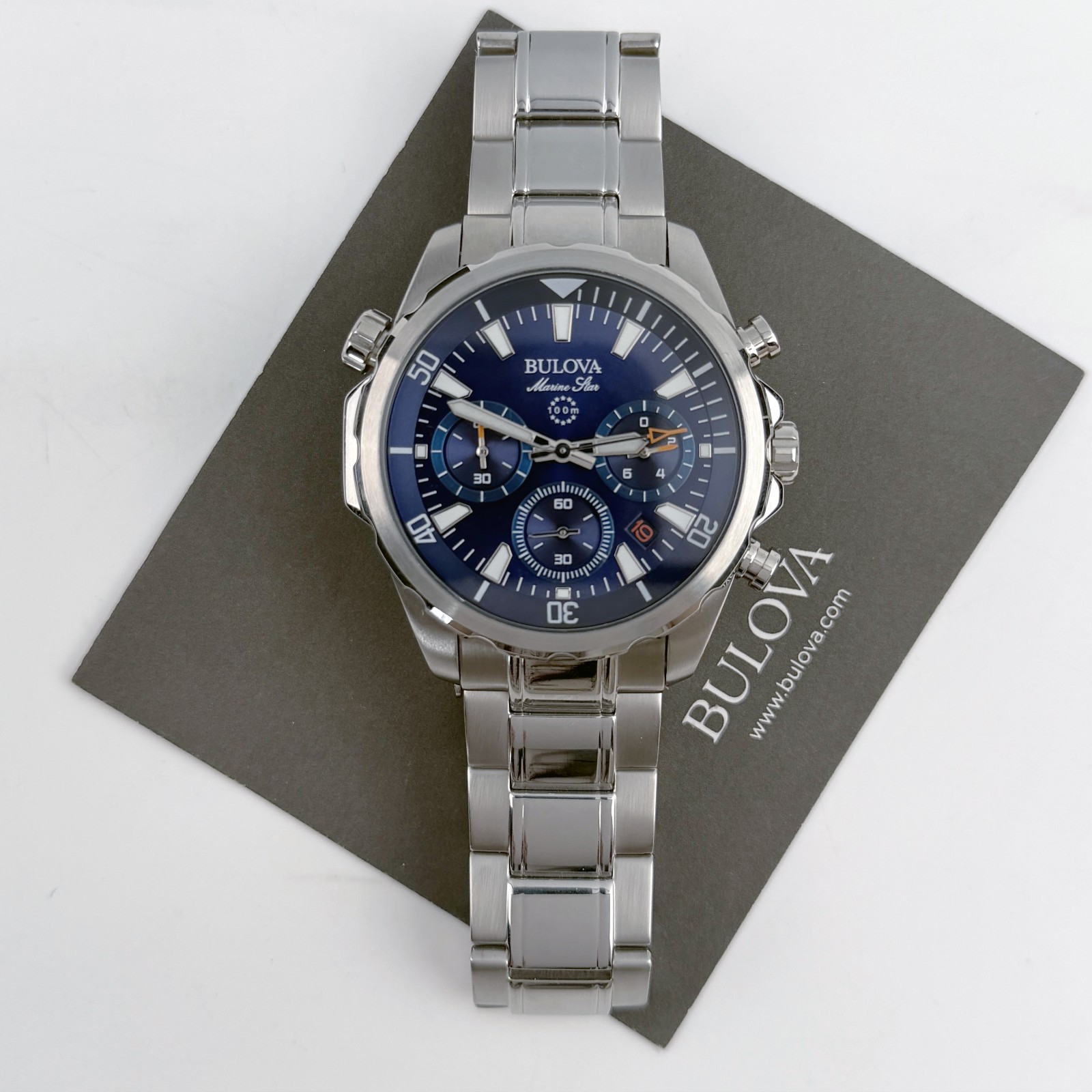 Bulova Marine Star Blue Dial Men’s 96B256 Chronograph Quartz Watch 43mm New