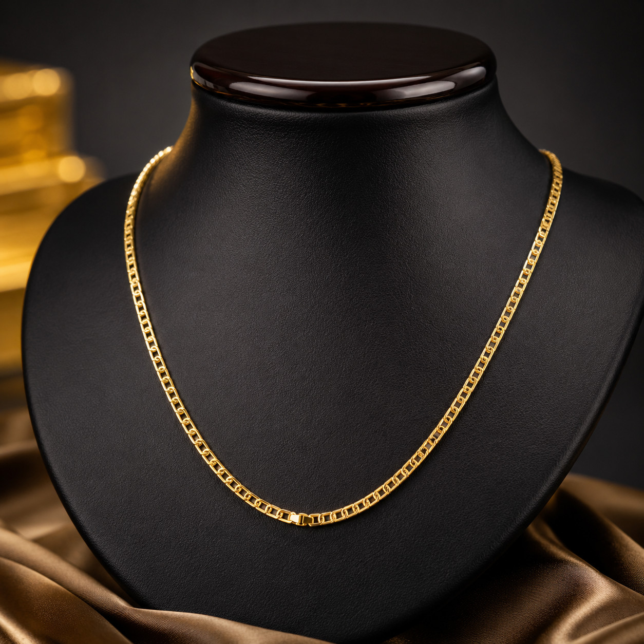 Diamond Cut Chain 18K Gold Filled Mariner Necklace 19.5″ Unisex Jewelry