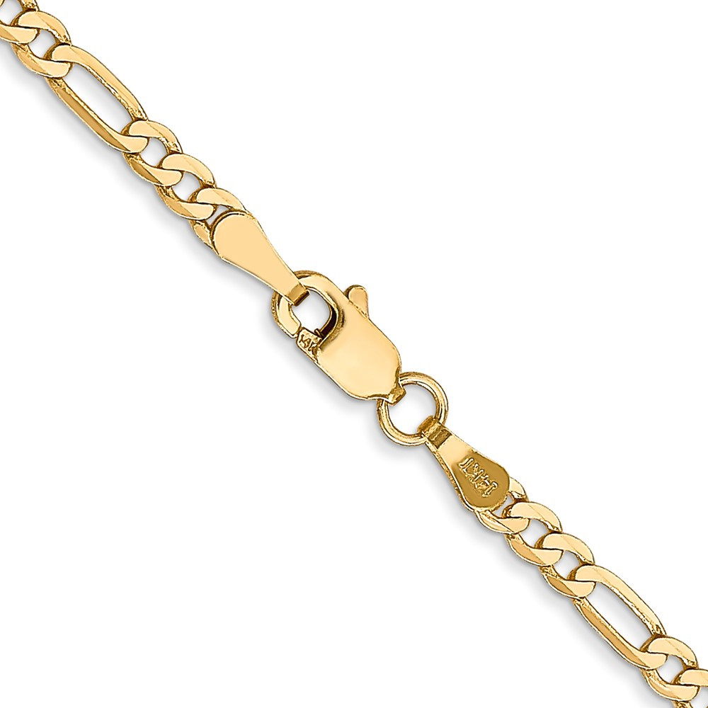 14k Yellow Gold 2.75mm Flat Figaro Link Chain Necklace 22 Inch