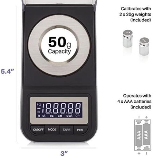 Premium 50g x 0.001g Digital Scale with Tweezers & Calibration Weights Included
