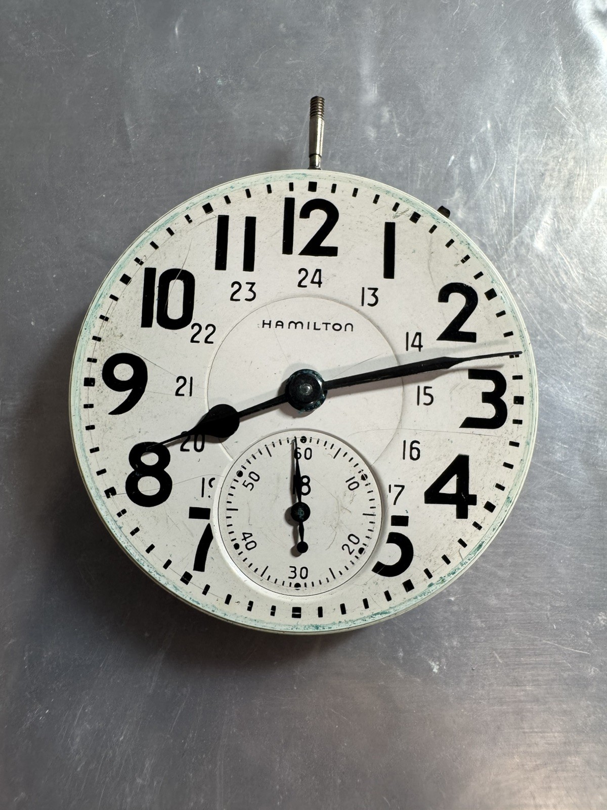 Hamilton 16S Model 992B Movement w/ 24 Hour Canadian Dial -RUNS- Railroad Grade