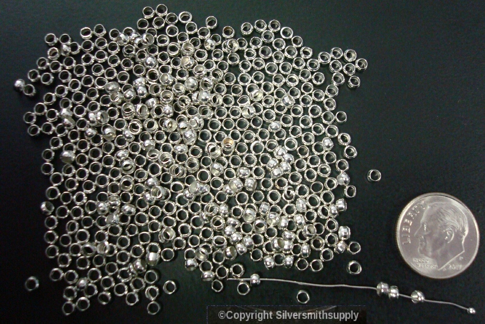 Silver plated steel 2.5×1.5mm round small crimp beads 500 piece lot FPS038B