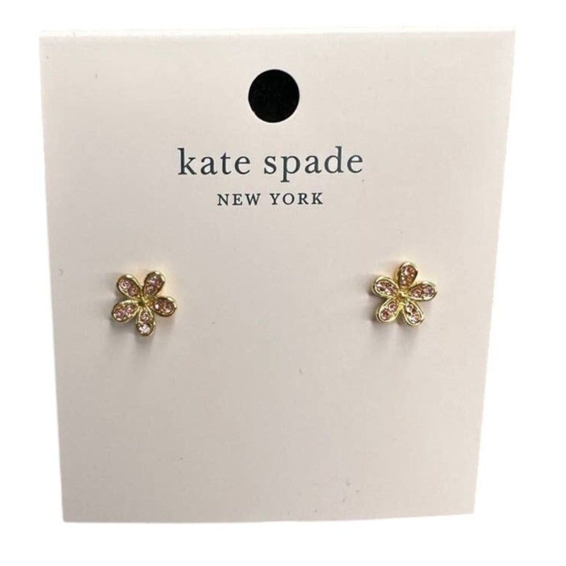 Kate Spade Gleaming Garden Delicate Flower Stud Earrings Light Peach Gold Tone