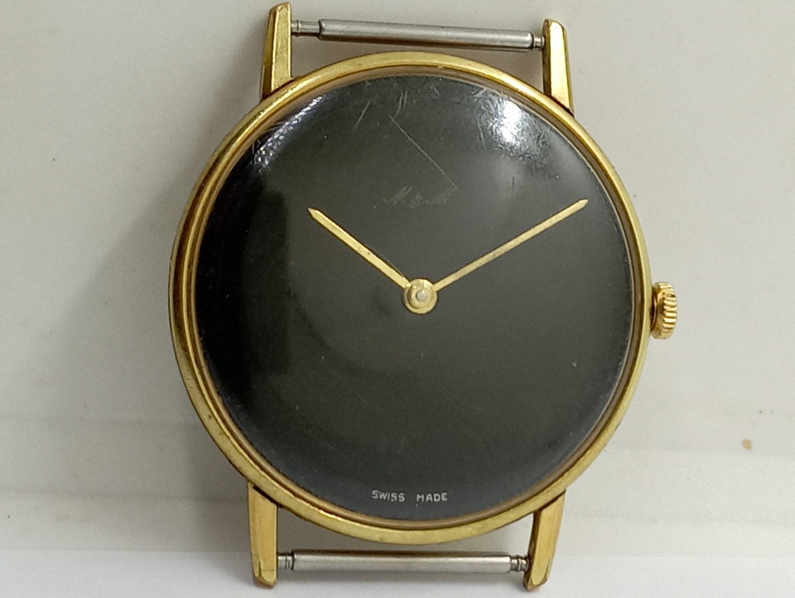 VTG Unique M&M Black Dial Gold Plated Cal. Peseux 7001 (ETA) 6mm. Thickness Work