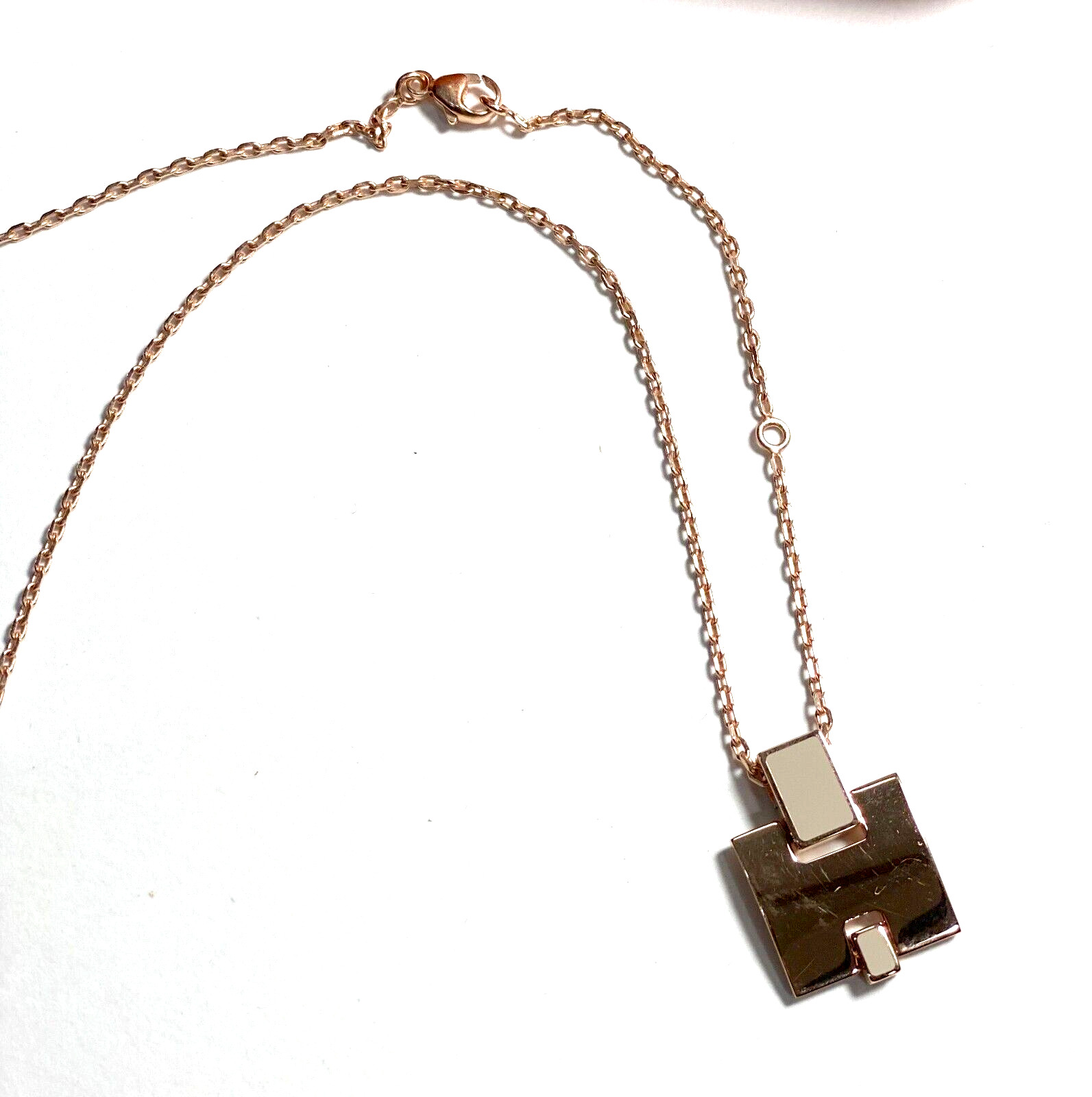 Authentic HERMES Pandan H Logo Pattern Necklace Gold 48cm #3516