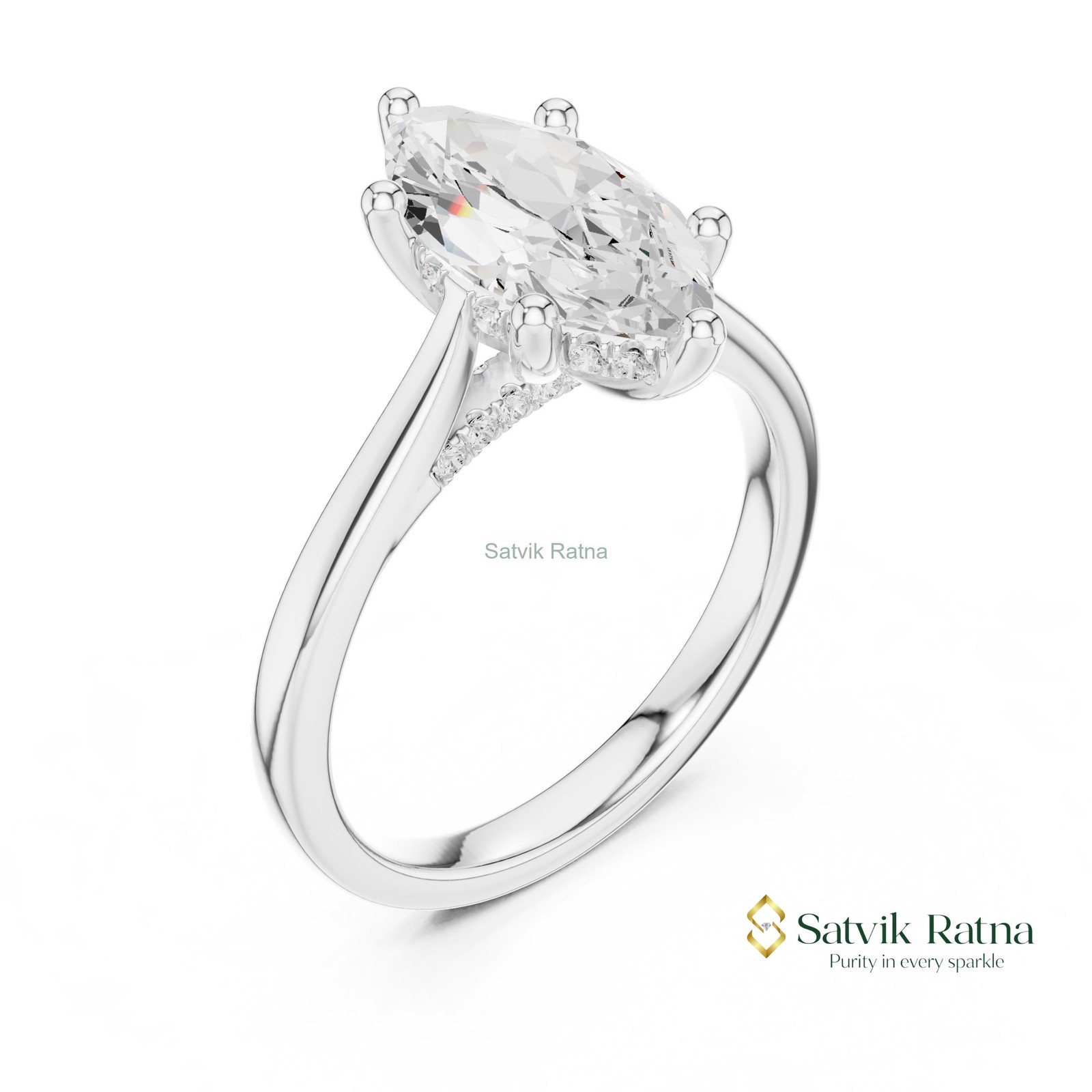 Engagement VS1 Diamond Halo Women Prong Promise Ring Lab Grown 14K Gold Marquise