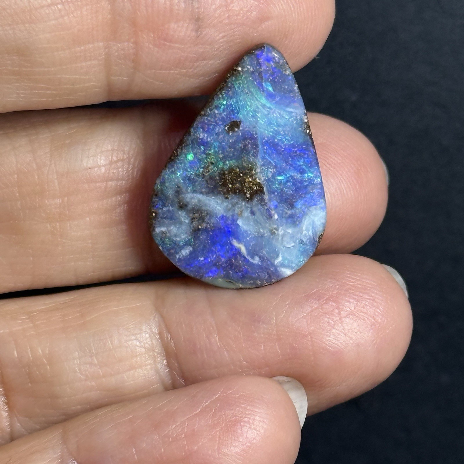 13.45ct 23.9x17x4.5mm Caribbean Blue Australian Boulder Opal Teardrop Cabochon