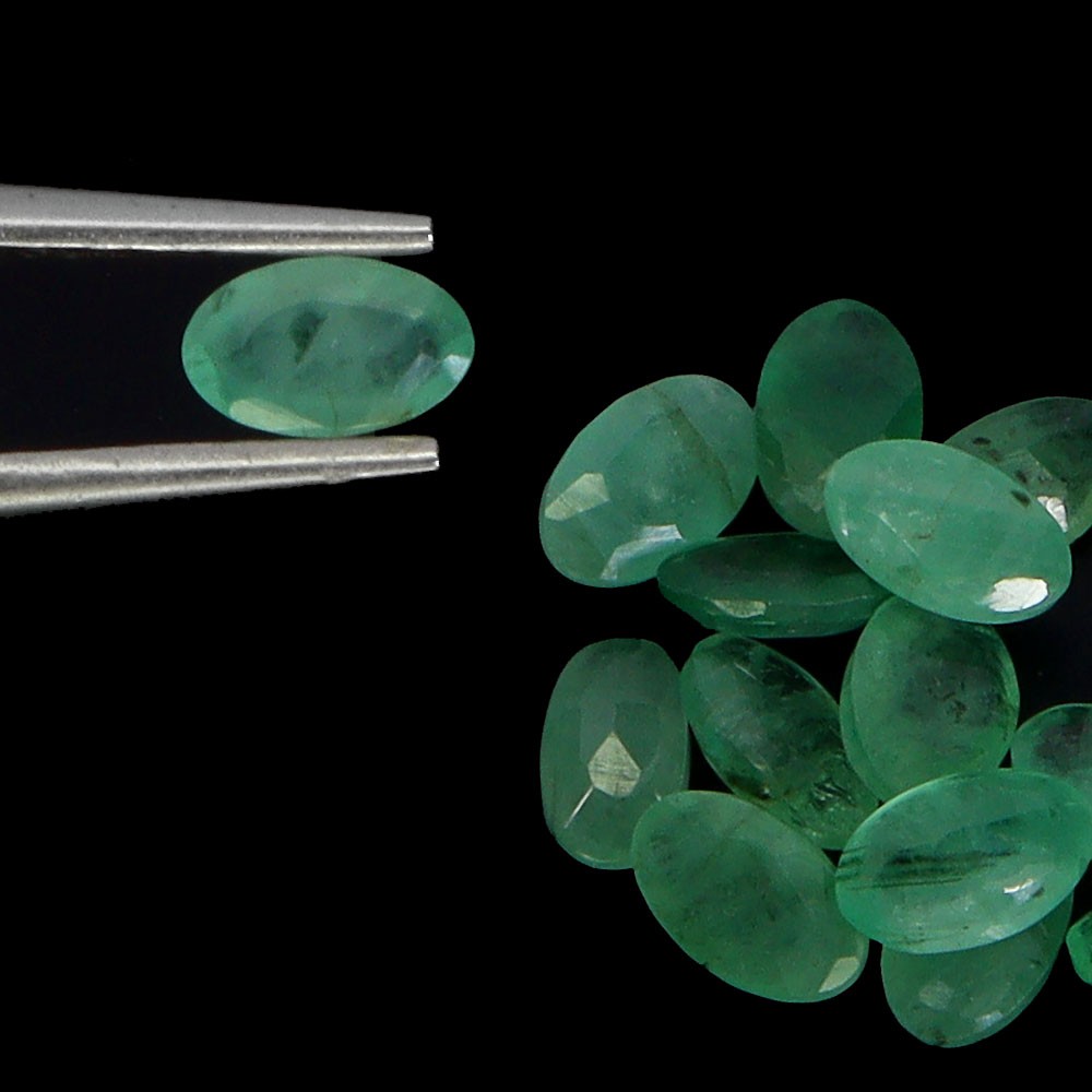 Oval Cut Natural Unheated Green Emerald Brazil 20pcs 4.90ct 5x3mm Lot Gemstone