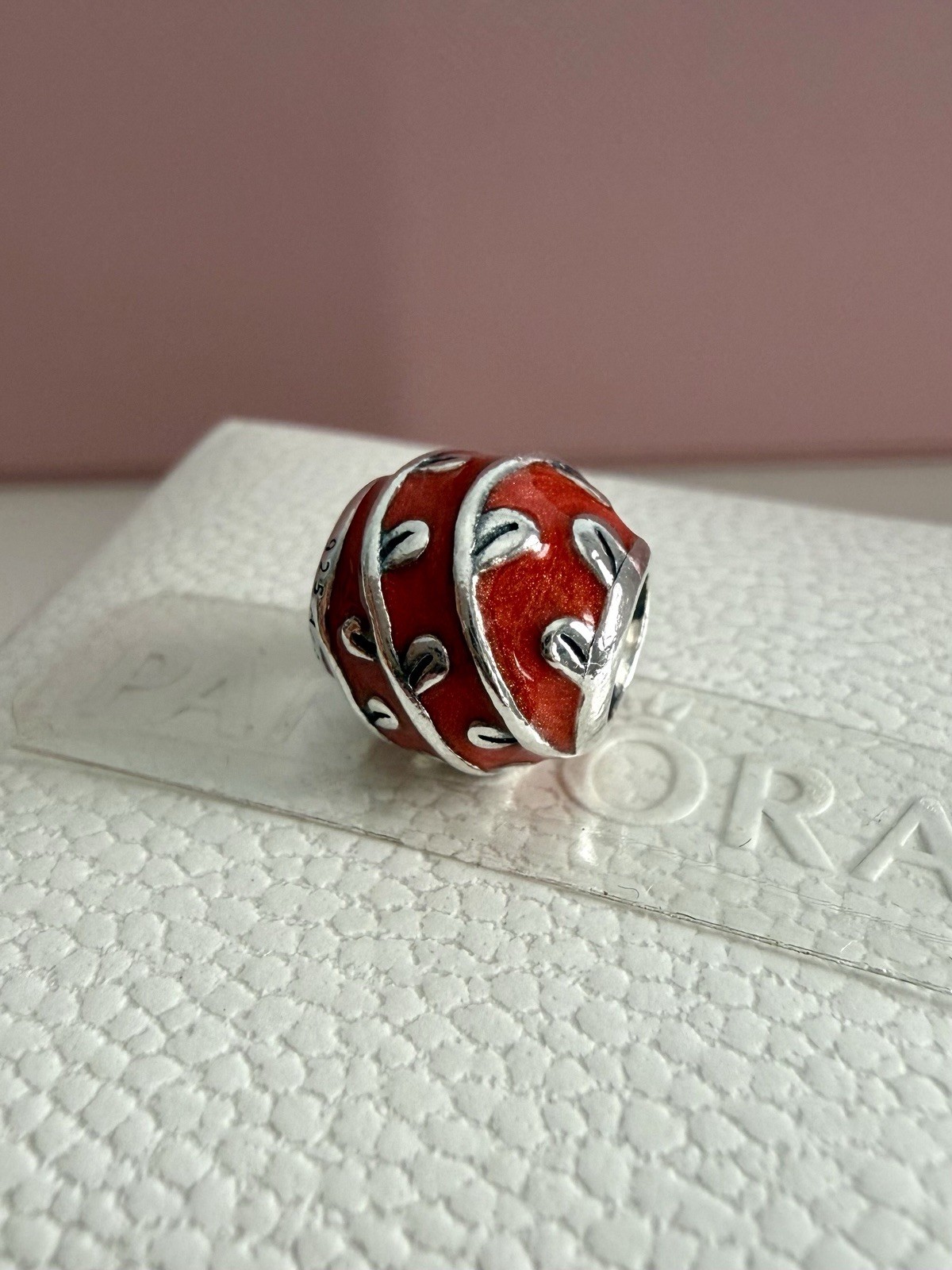 PANDORA STERLING SILVER RED VINES ENAMEL CHARM #790525EN17 AUTHENTIC RETIRED