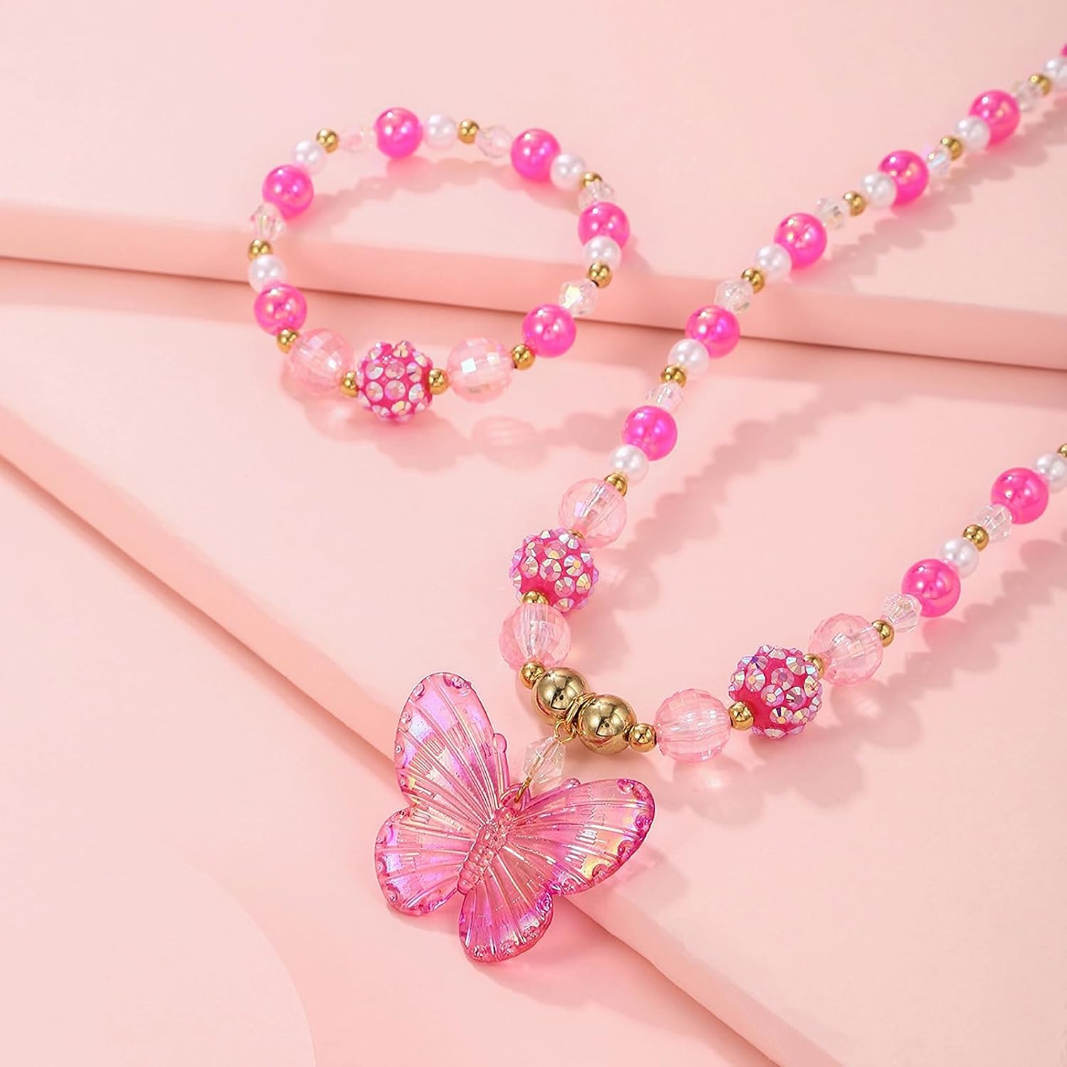 3 Sets Princess Jewelry for Little Girls, Handmade Butterfly Kids Jewelry Set, S