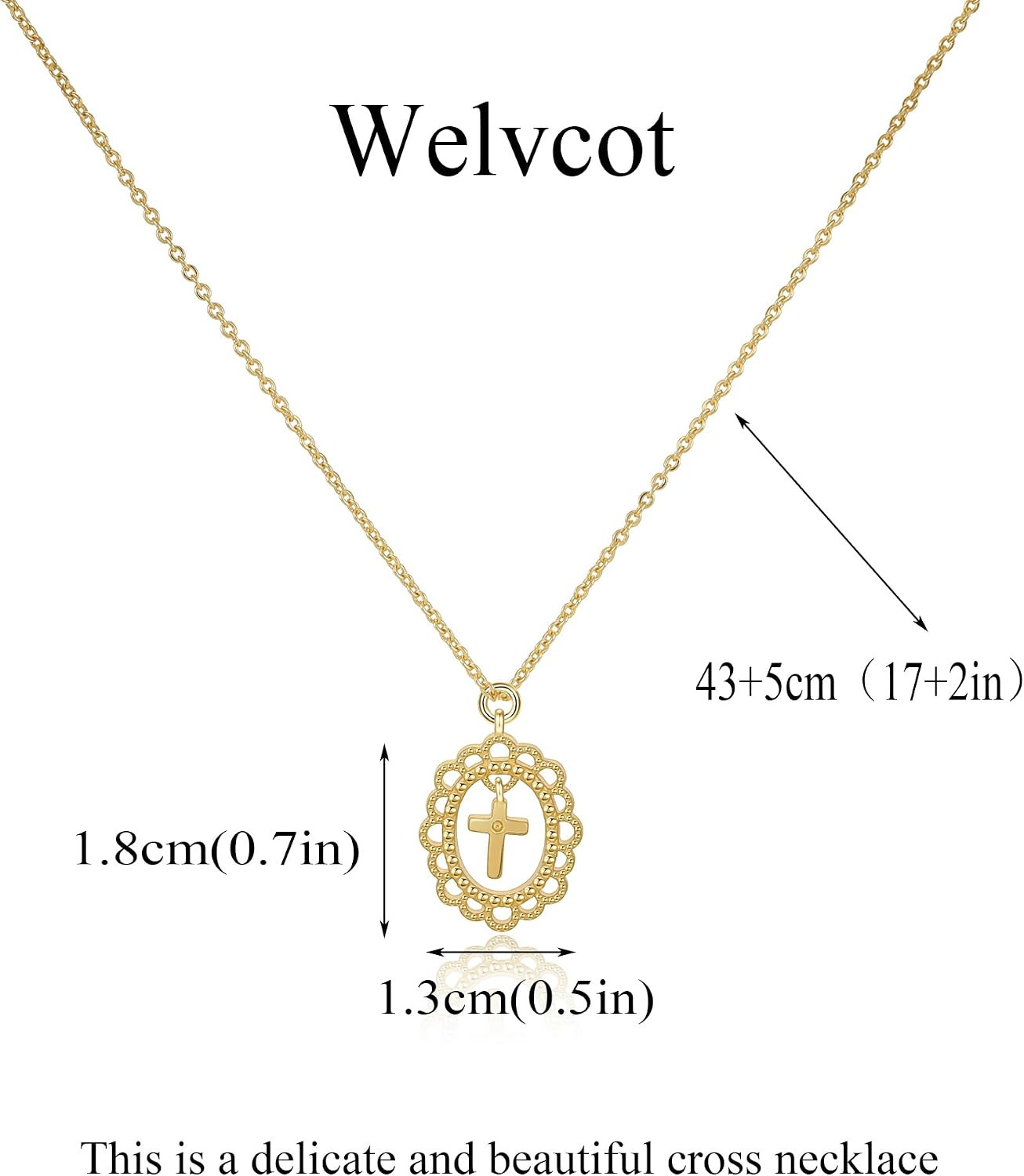 Cross Necklace for Women Trendy,Dainty 14K Gold Plated Cross Necklaces | Double